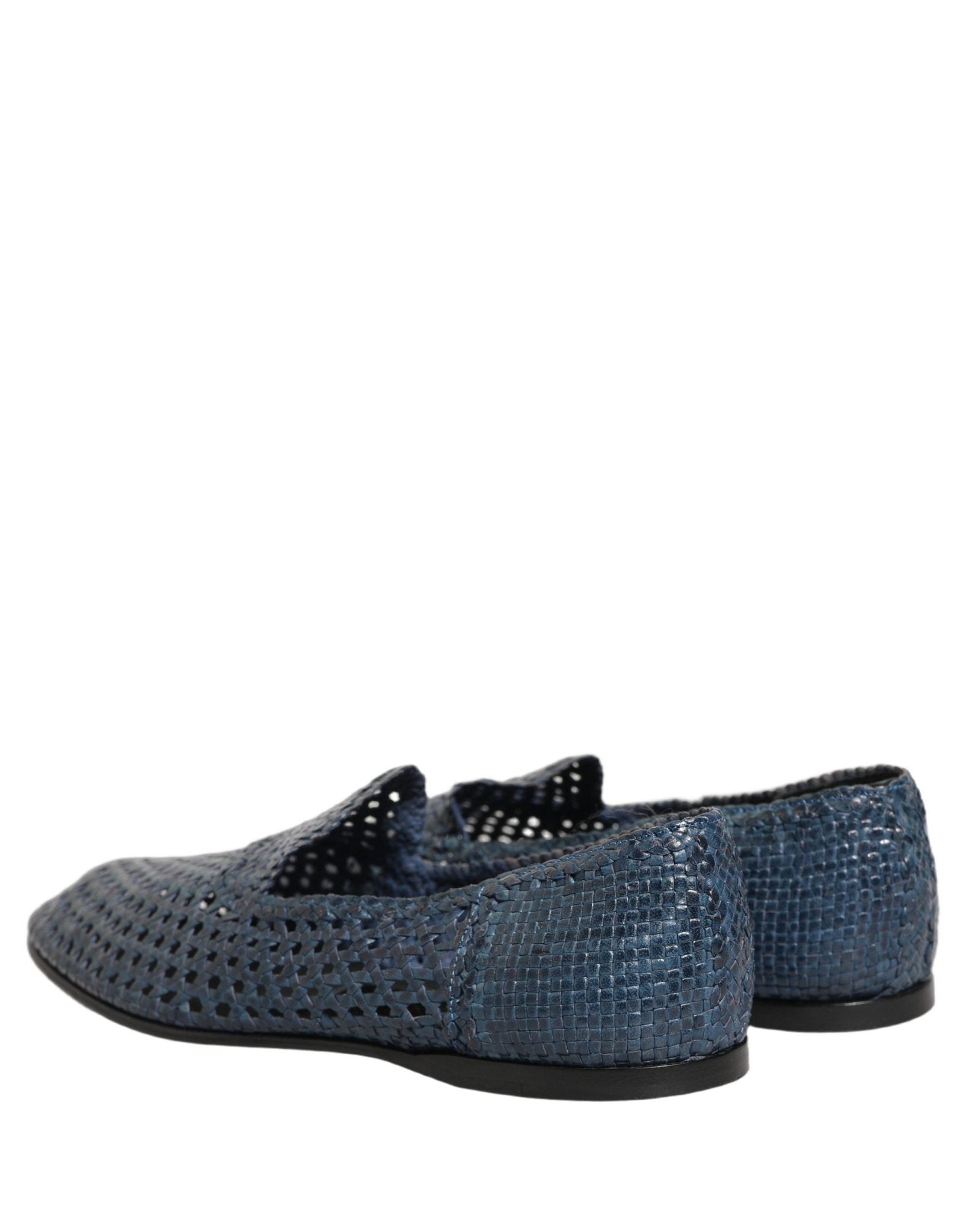 Dolce & Gabbana Blue Woven Raffia Slip On Loafers Men Shoes - RIMODA