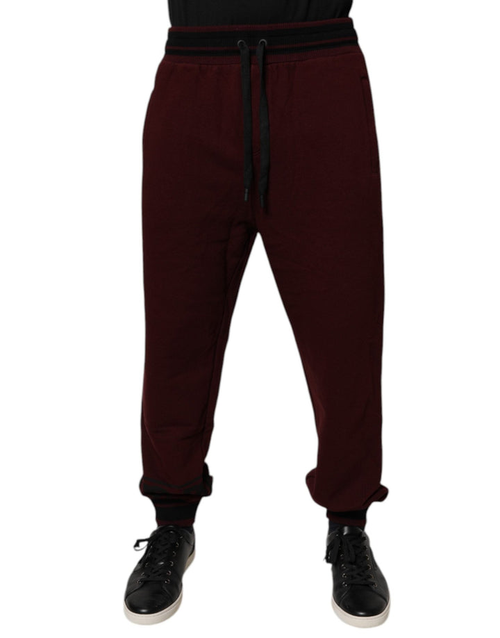 Dolce & Gabbana Bordeaux Cotton Jogger Men Sweatpants Pants - RIMODA