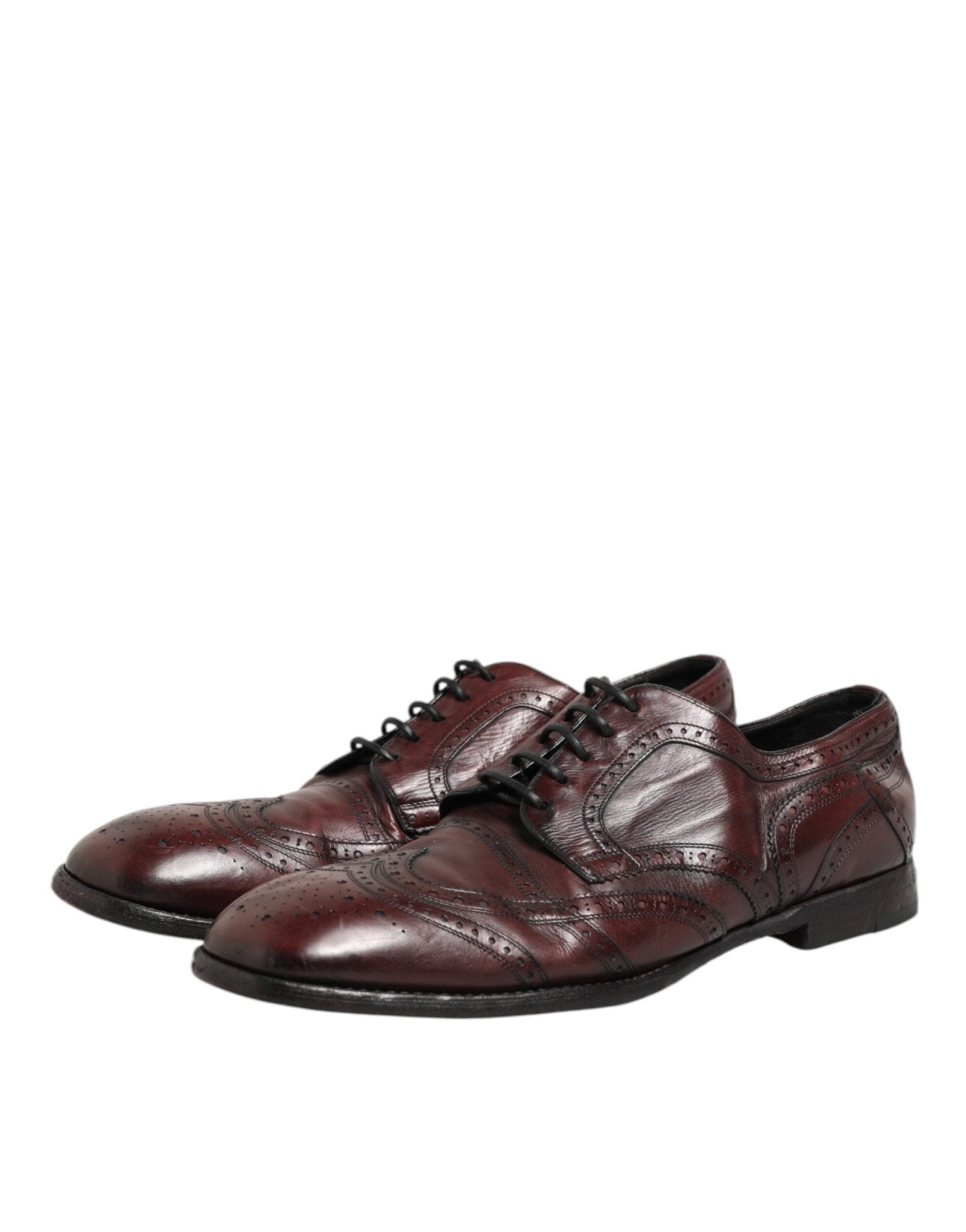 Dolce & Gabbana Bordeaux Leather Lace Up Dress Derby Shoes - RIMODA