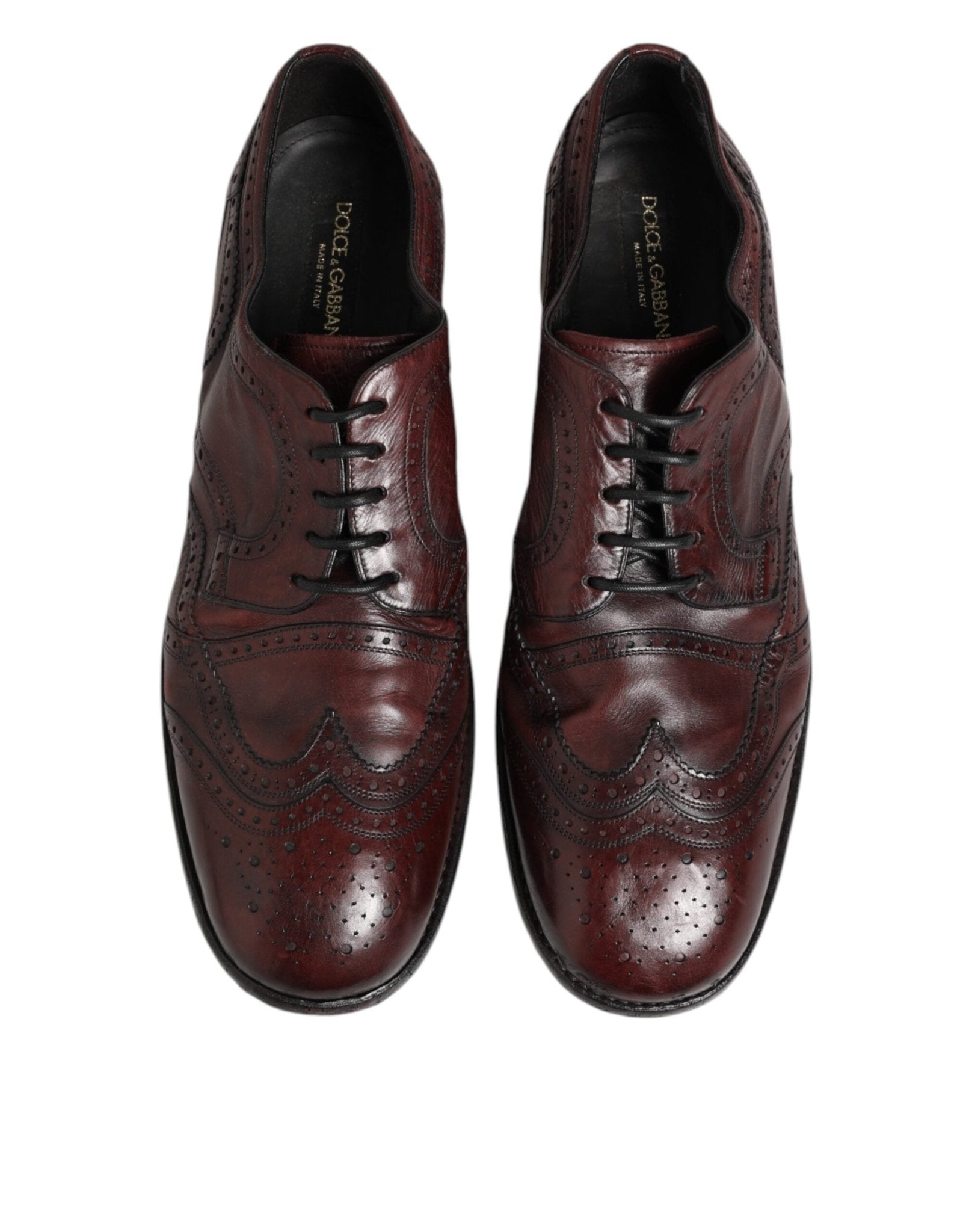Dolce & Gabbana Bordeaux Leather Lace Up Dress Derby Shoes - RIMODA