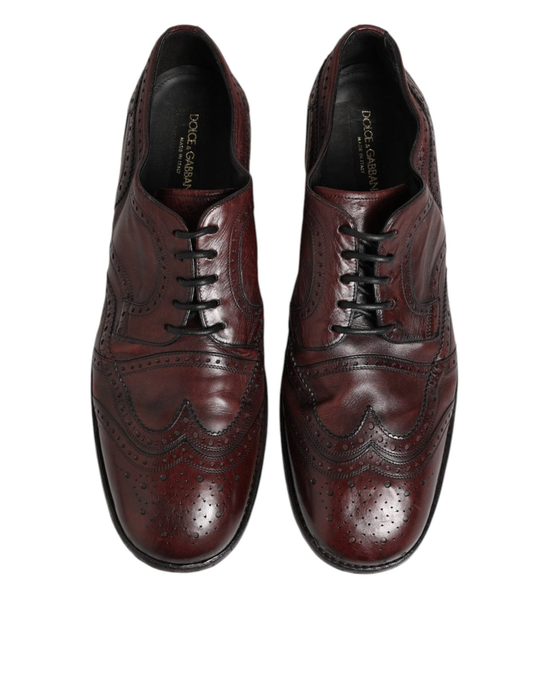 Dolce & Gabbana Bordeaux Leather Lace Up Dress Derby Shoes - RIMODA