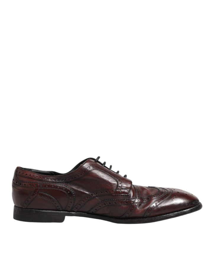 Dolce & Gabbana Bordeaux Leather Lace Up Dress Derby Shoes - RIMODA