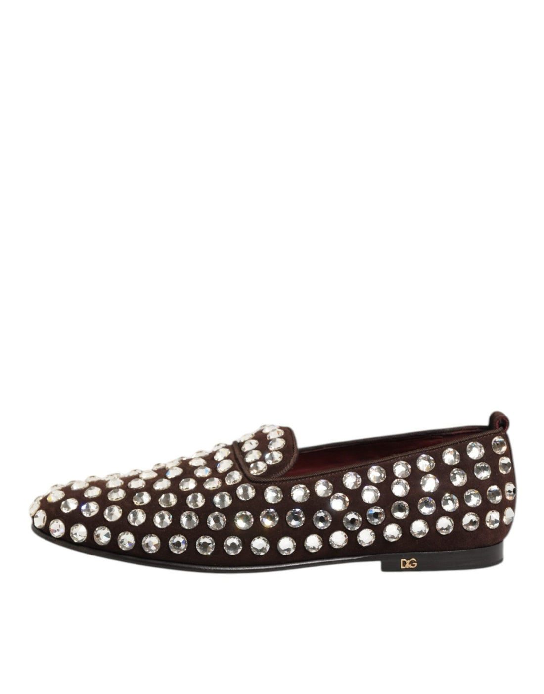 Dolce & Gabbana Bordeaux Suede Crystals Loafers Dress Shoes - RIMODA