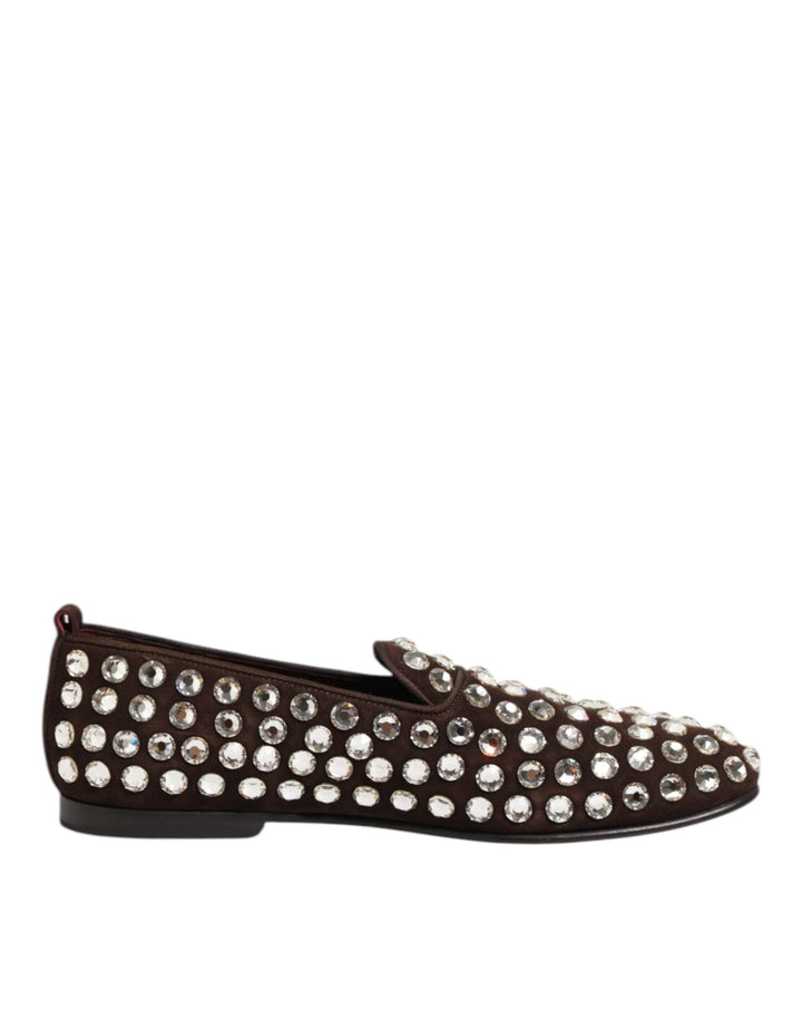 Dolce & Gabbana Bordeaux Suede Crystals Loafers Dress Shoes - RIMODA