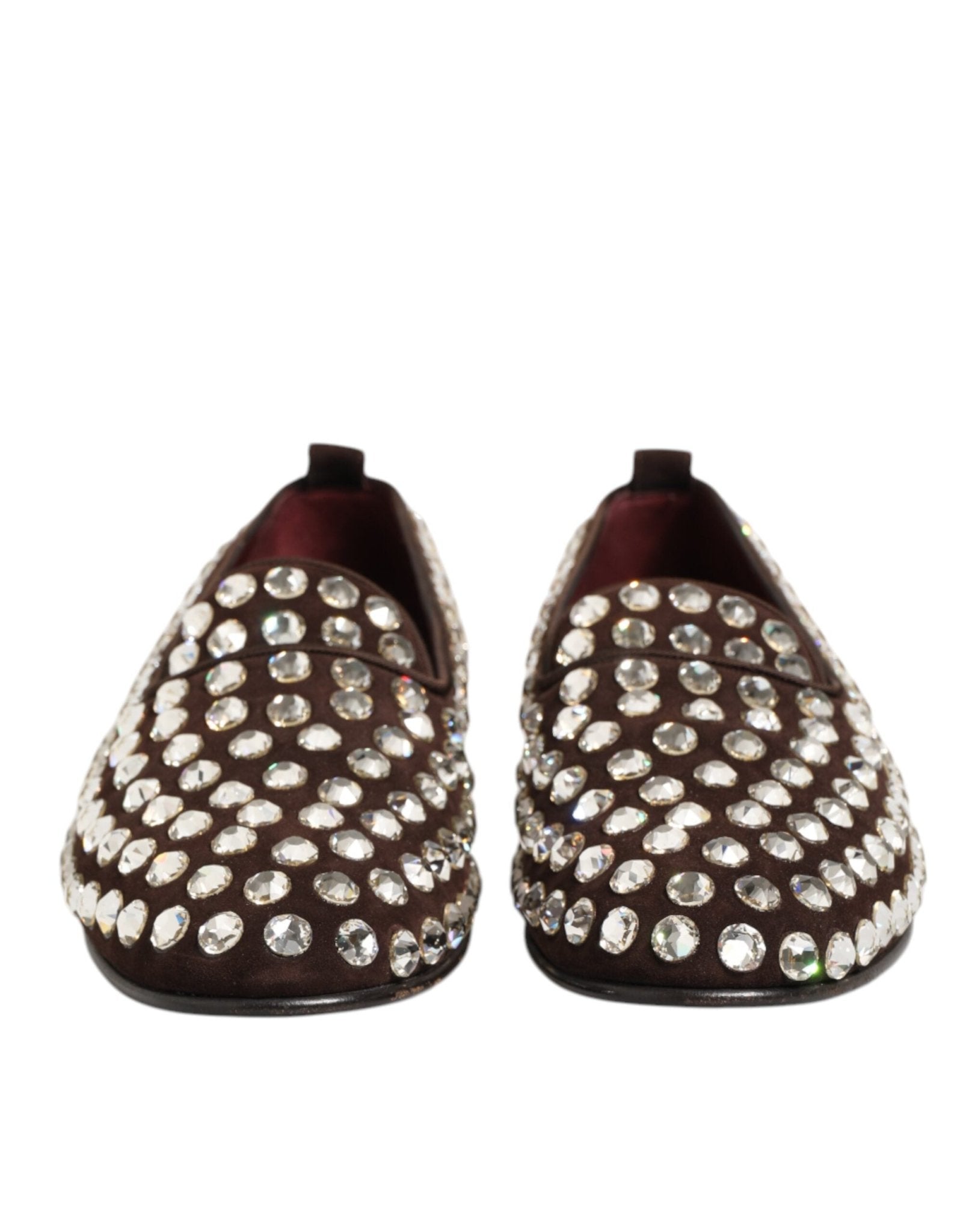 Dolce & Gabbana Bordeaux Suede Crystals Loafers Dress Shoes - RIMODA