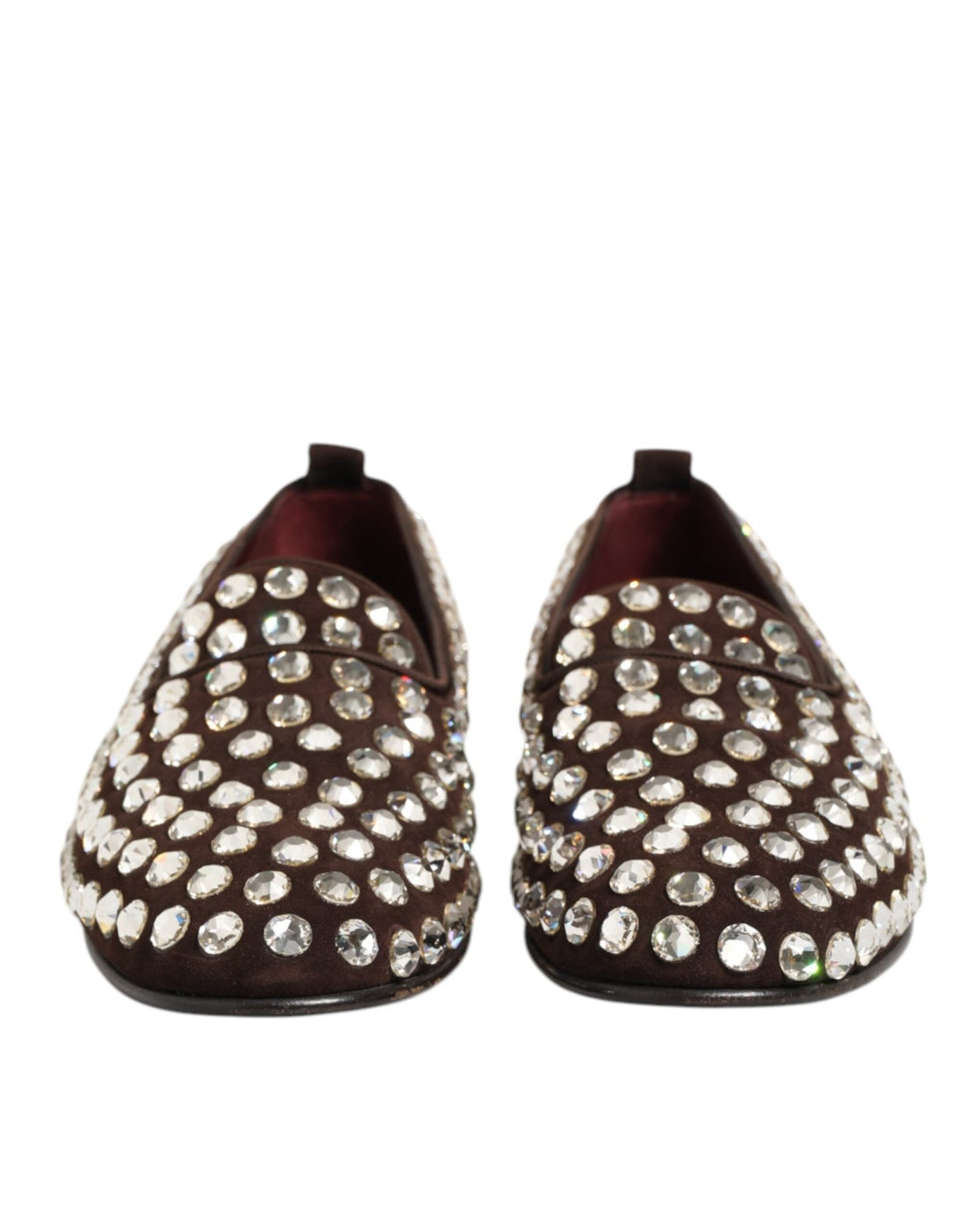 Dolce & Gabbana Bordeaux Suede Crystals Loafers Dress Shoes - RIMODA