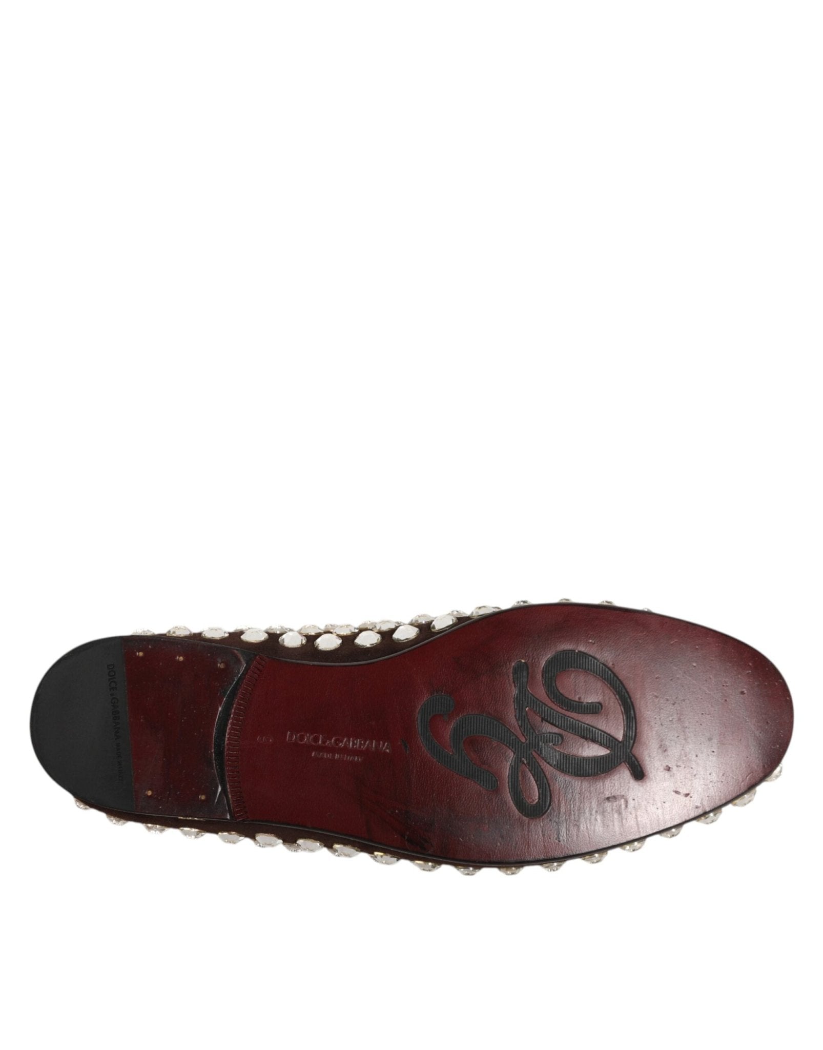 Dolce & Gabbana Bordeaux Suede Crystals Loafers Dress Shoes - RIMODA