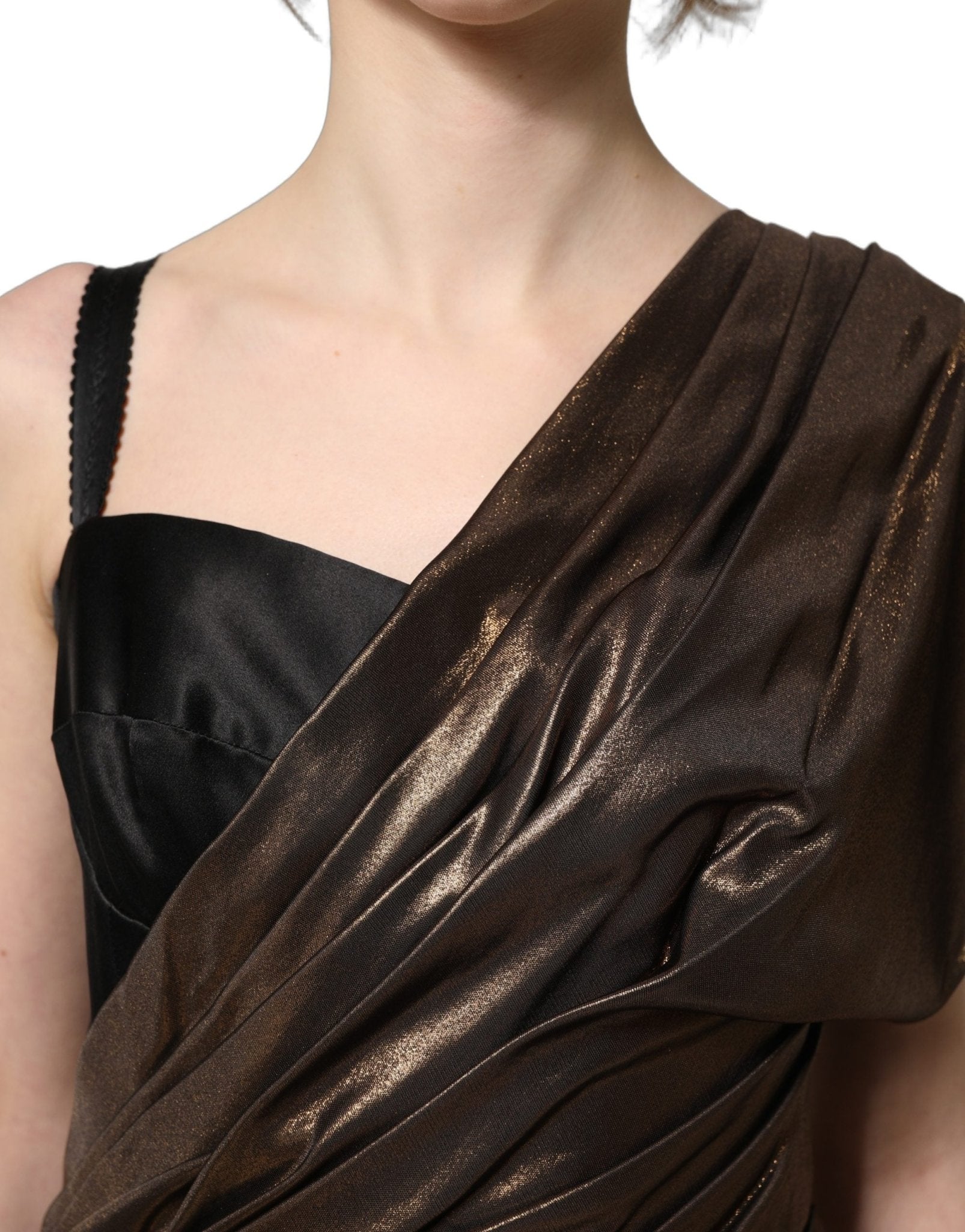 Dolce & Gabbana Bronze Asymmetrical Draping OneShoulder Dress - RIMODA