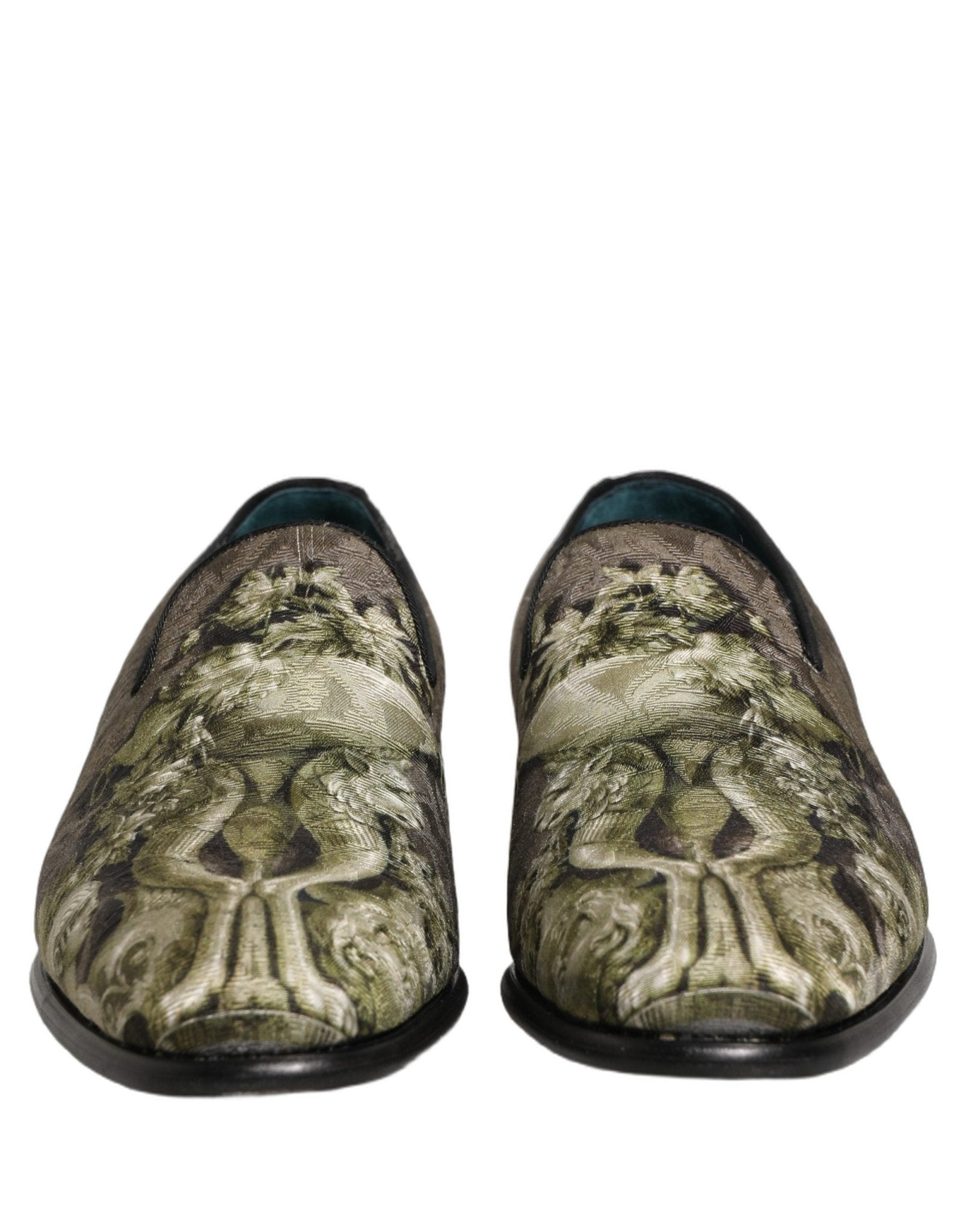 Dolce & Gabbana Brown Baroque Print Slip On Men Loafers Shoes - RIMODA