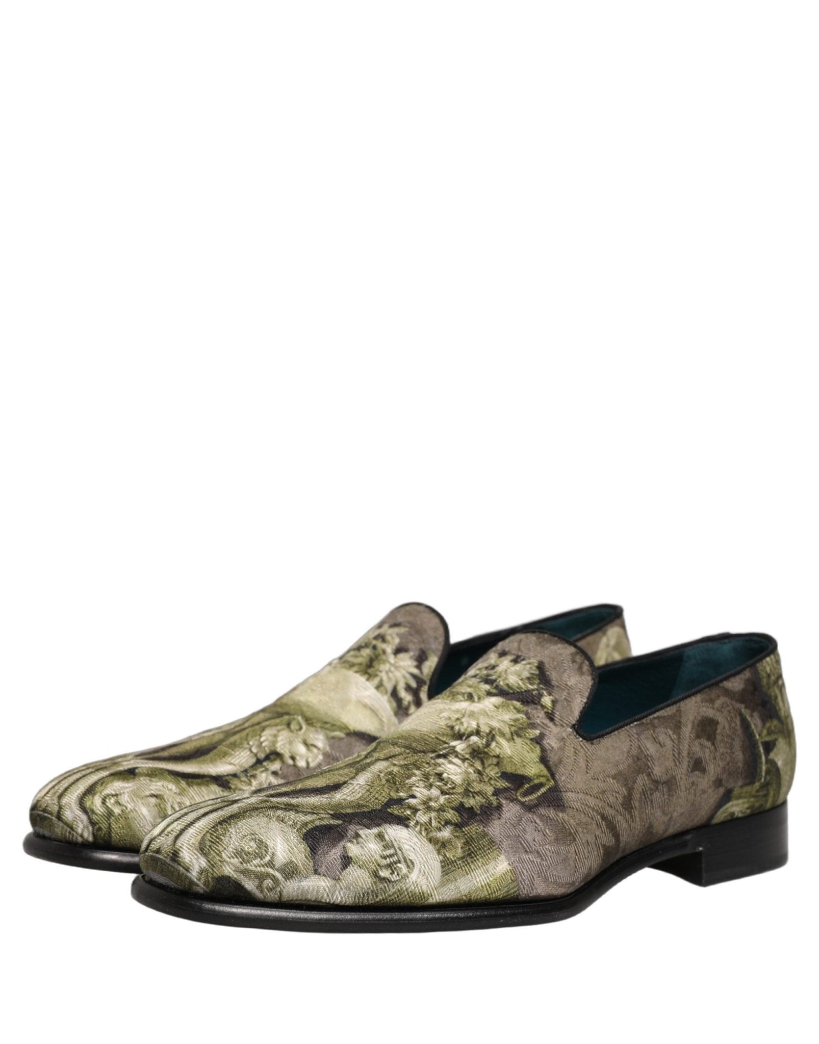 Dolce & Gabbana Brown Baroque Print Slip On Men Loafers Shoes - RIMODA