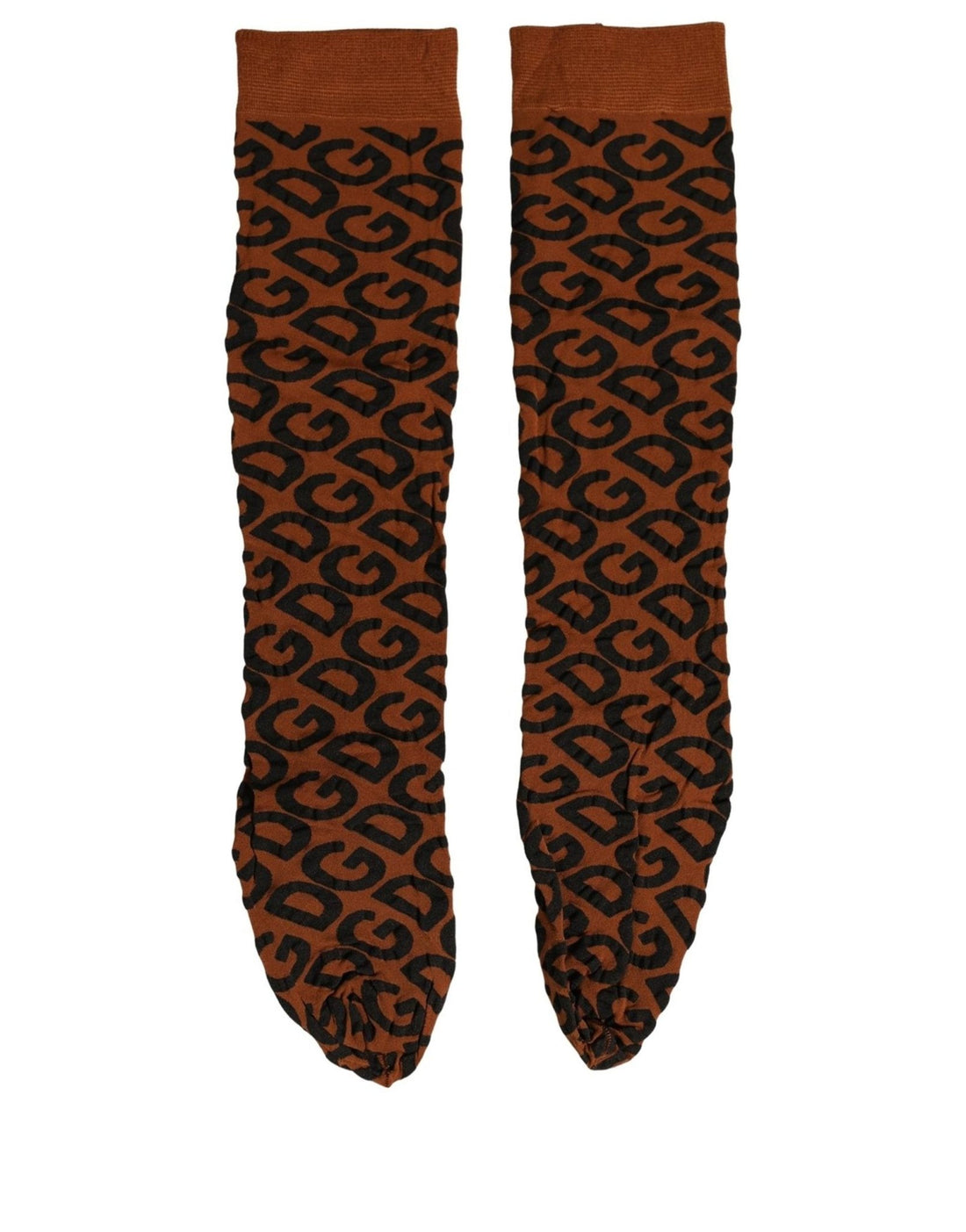 Dolce & Gabbana Brown Black Nylon DG Logo Mid Calf Accessory Socks - RIMODA