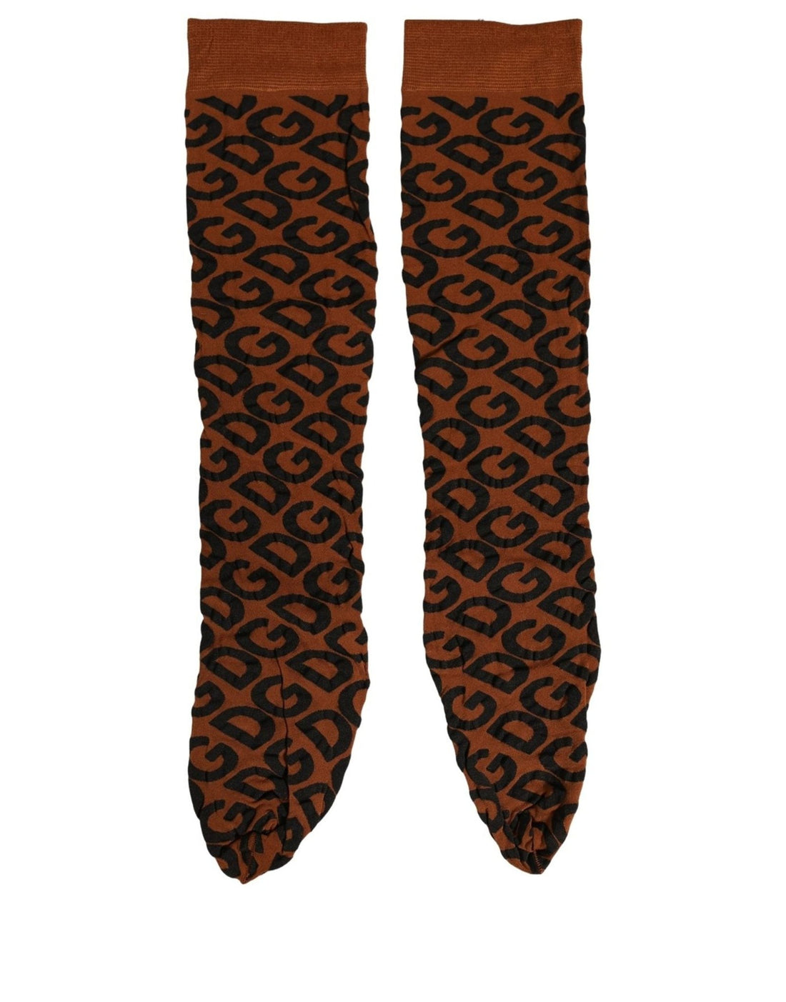Dolce & Gabbana Brown Black Nylon DG Logo Mid Calf Accessory Socks - RIMODA