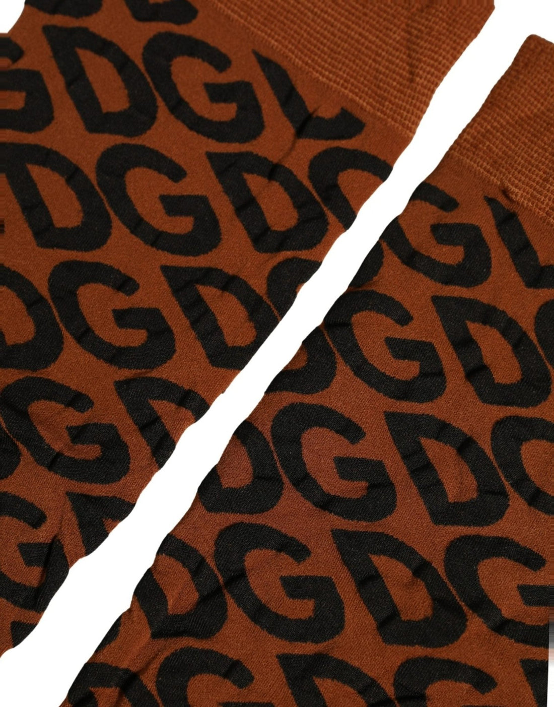 Dolce & Gabbana Brown Black Nylon DG Logo Mid Calf Accessory Socks - RIMODA