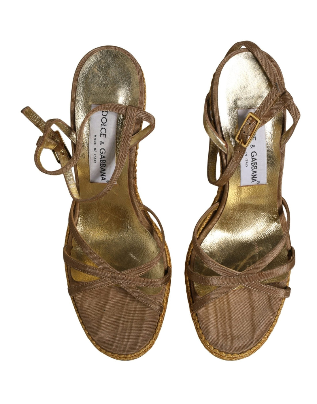 Dolce & Gabbana Brown Braided Ankle Strap Heels Sandals Shoes - RIMODA