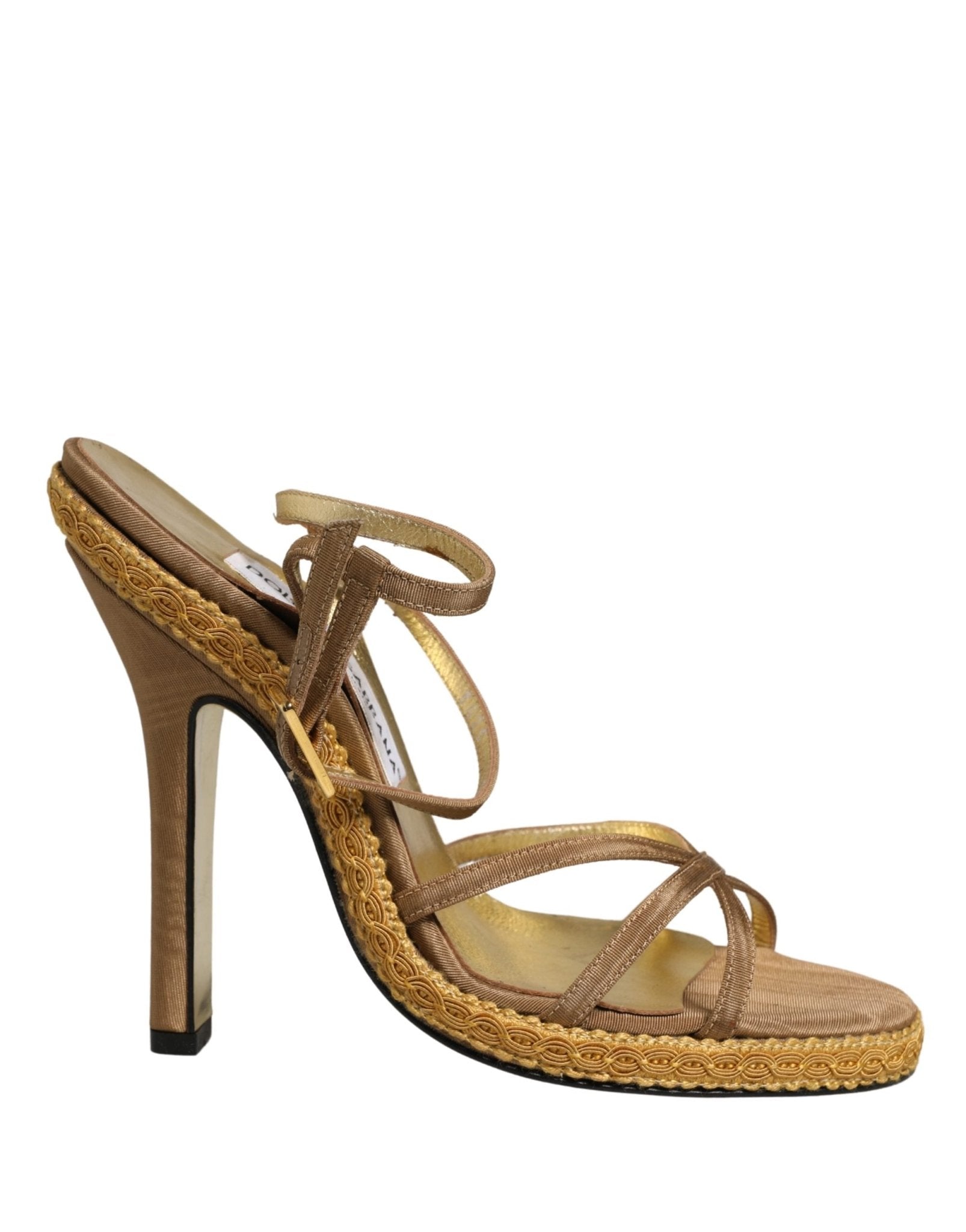 Dolce & Gabbana Brown Braided Ankle Strap Heels Sandals Shoes - RIMODA