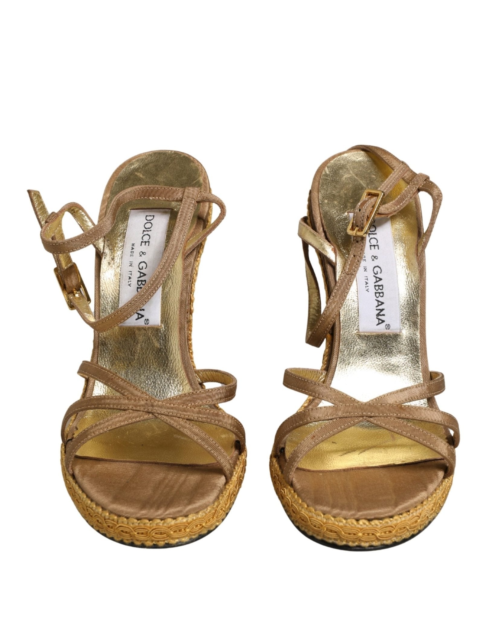 Dolce & Gabbana Brown Braided Ankle Strap Heels Sandals Shoes - RIMODA