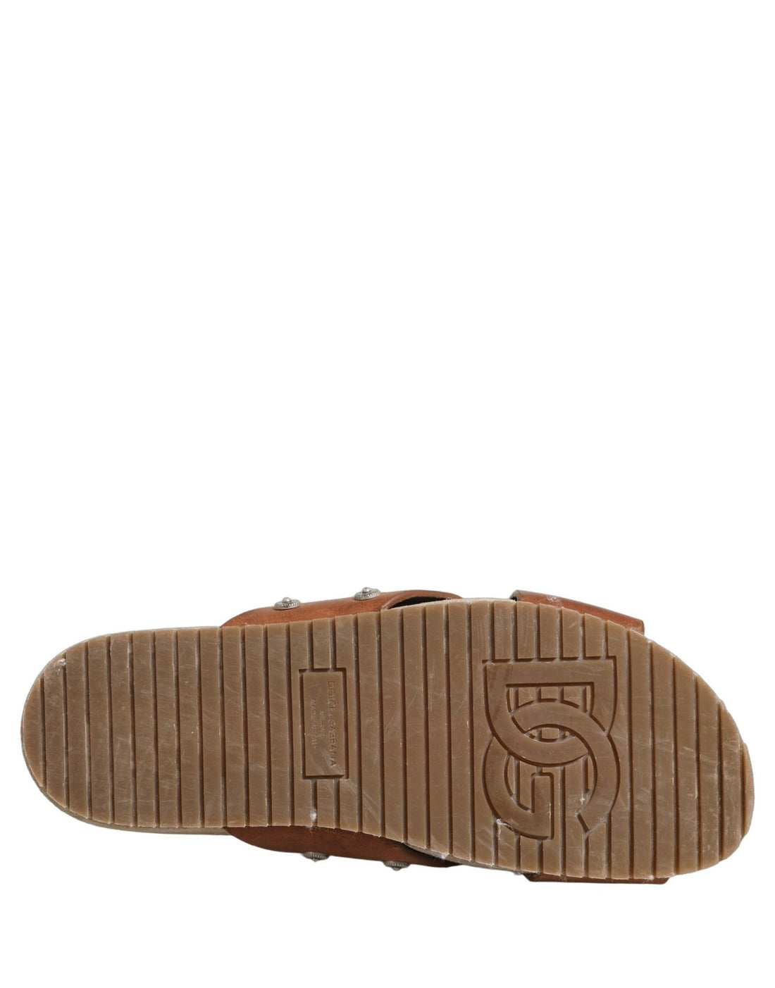 Dolce & Gabbana Brown Calf Leather Slides Sandals Shoes - RIMODA