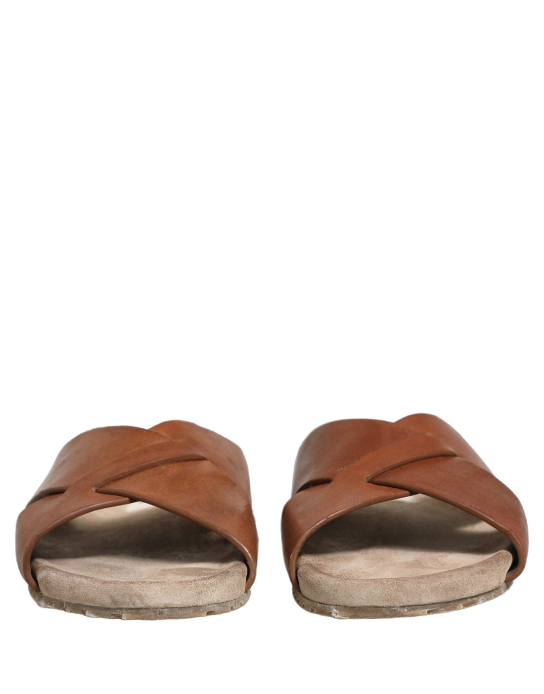 Dolce & Gabbana Brown Calf Leather Slides Sandals Shoes - RIMODA