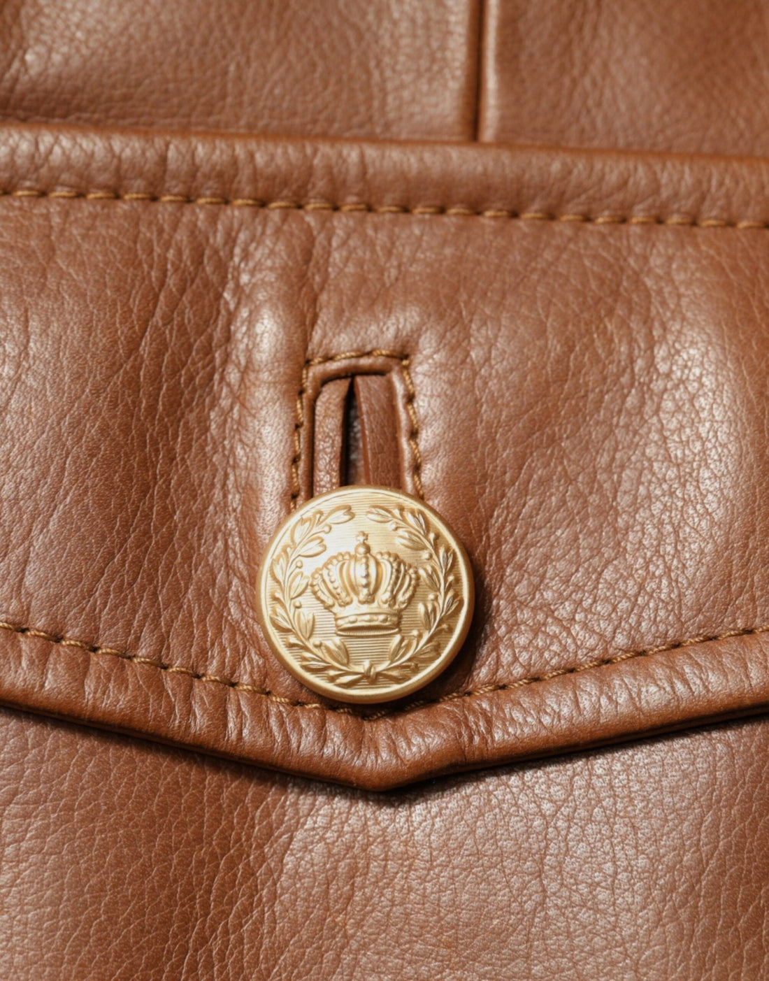Dolce & Gabbana Brown Calfskin Leather Button Down Jacket - RIMODA