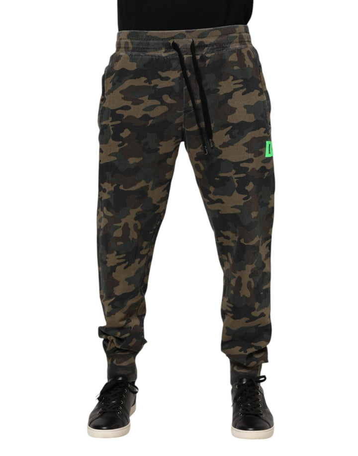 Dolce & Gabbana Brown Camouflage Cotton Men Jogger Pants - RIMODA