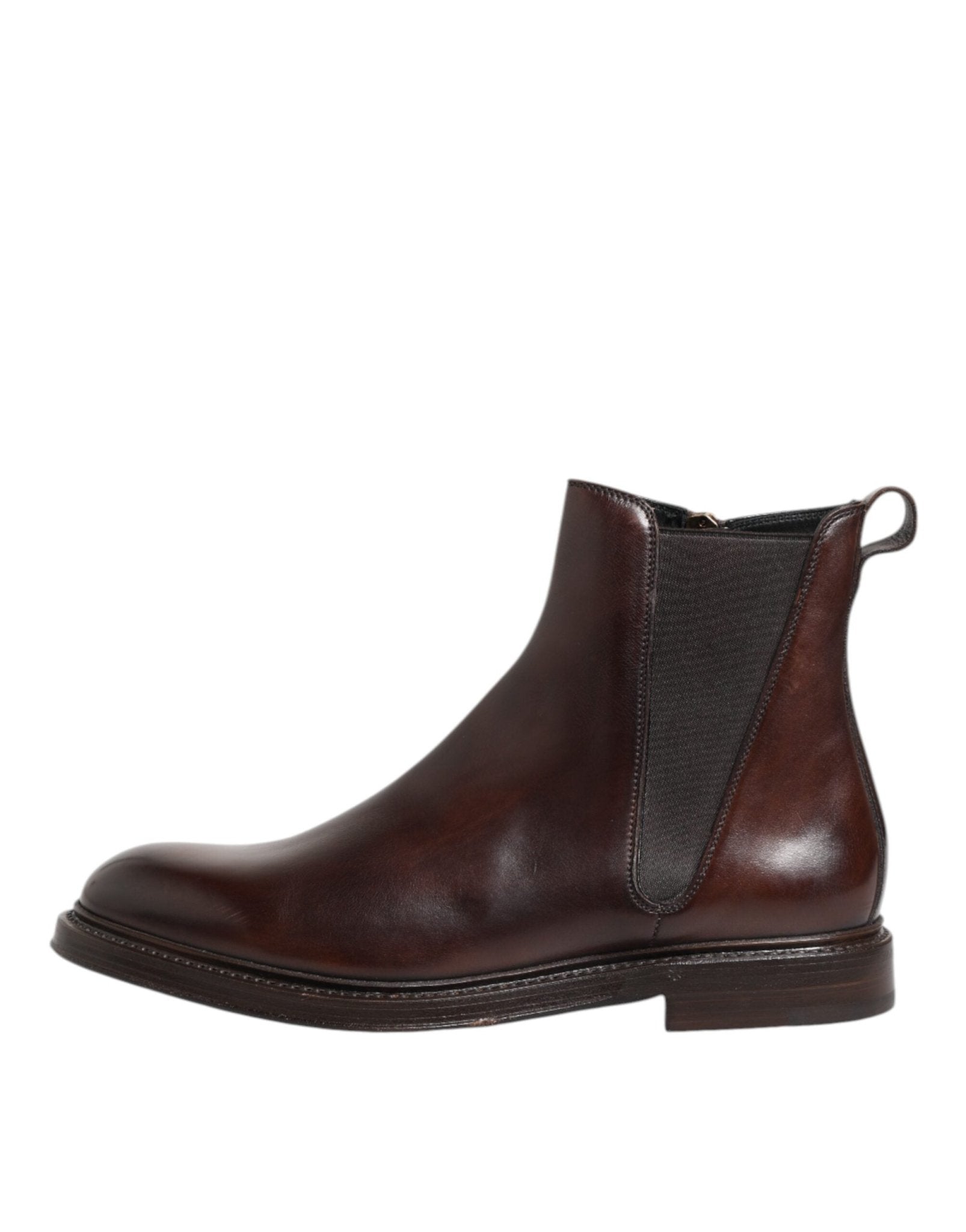 Dolce & Gabbana Brown Chelsea Leather Mid Calf Boots Shoes - RIMODA