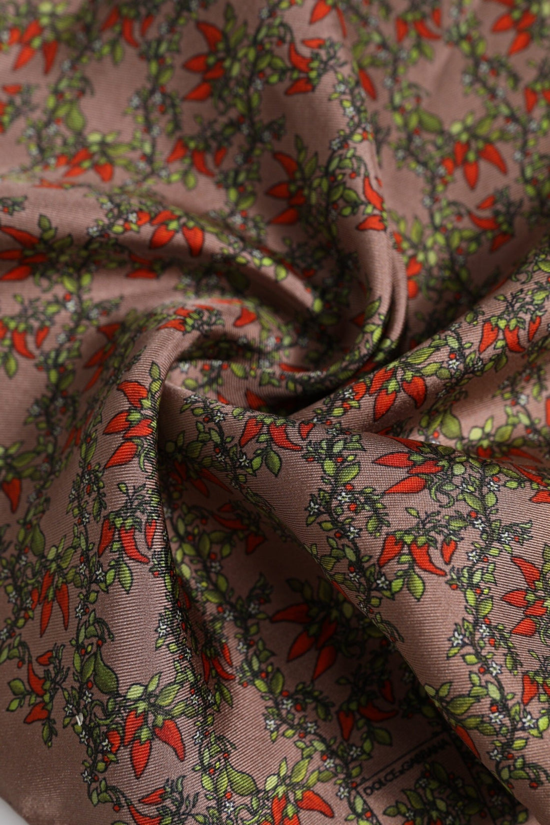 Dolce & Gabbana Brown Chili Print Silk Square Foulard Scarf - RIMODA