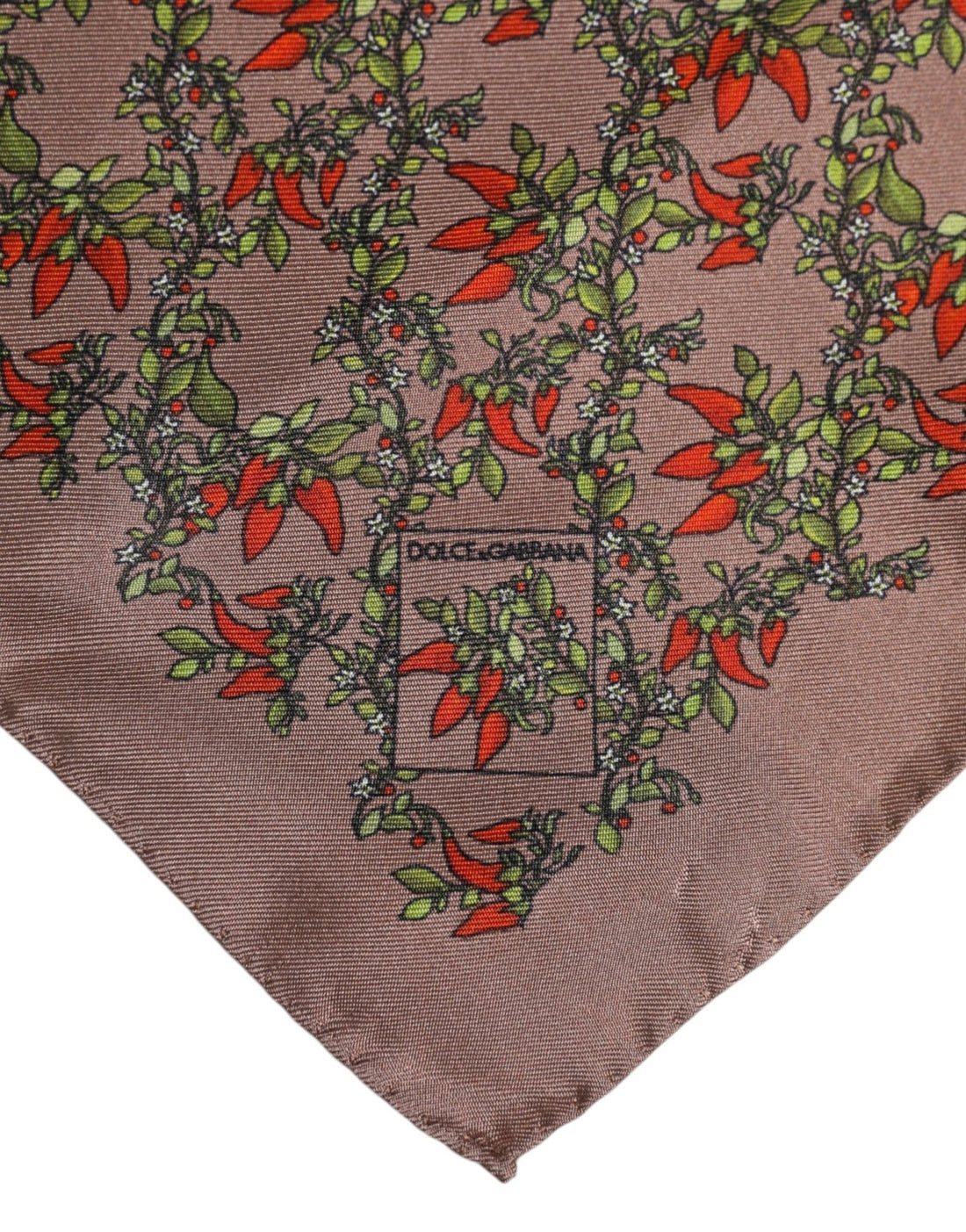 Dolce & Gabbana Brown Chili Print Silk Square Foulard Scarf - RIMODA