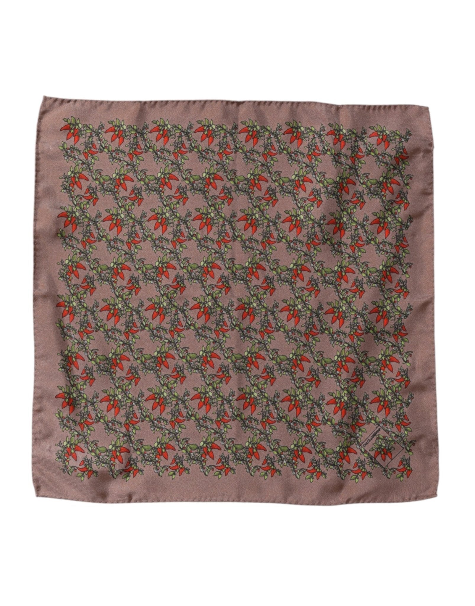 Dolce & Gabbana Brown Chili Print Silk Square Foulard Scarf - RIMODA