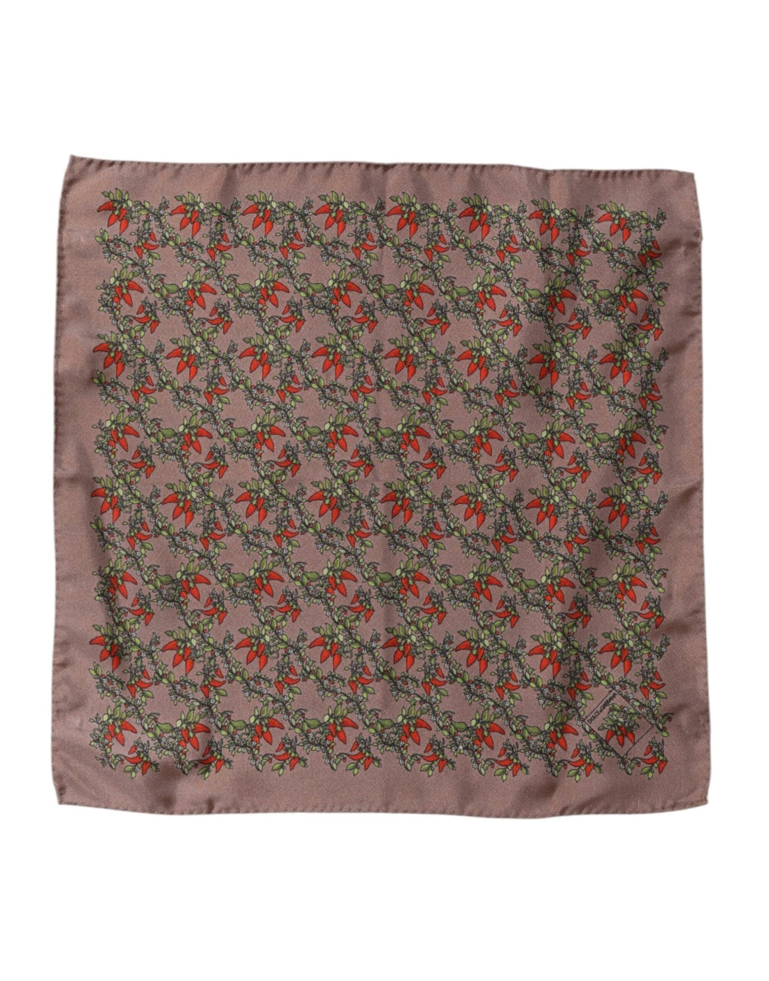 Dolce & Gabbana Brown Chili Print Silk Square Foulard Scarf - RIMODA
