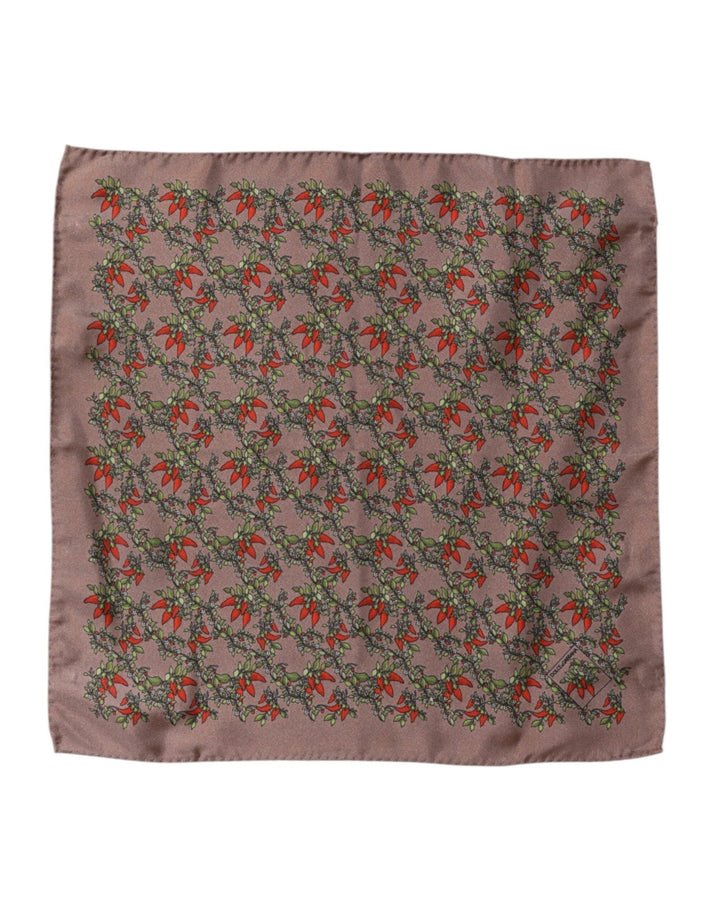 Dolce & Gabbana Brown Chili Print Silk Square Foulard Scarf - RIMODA