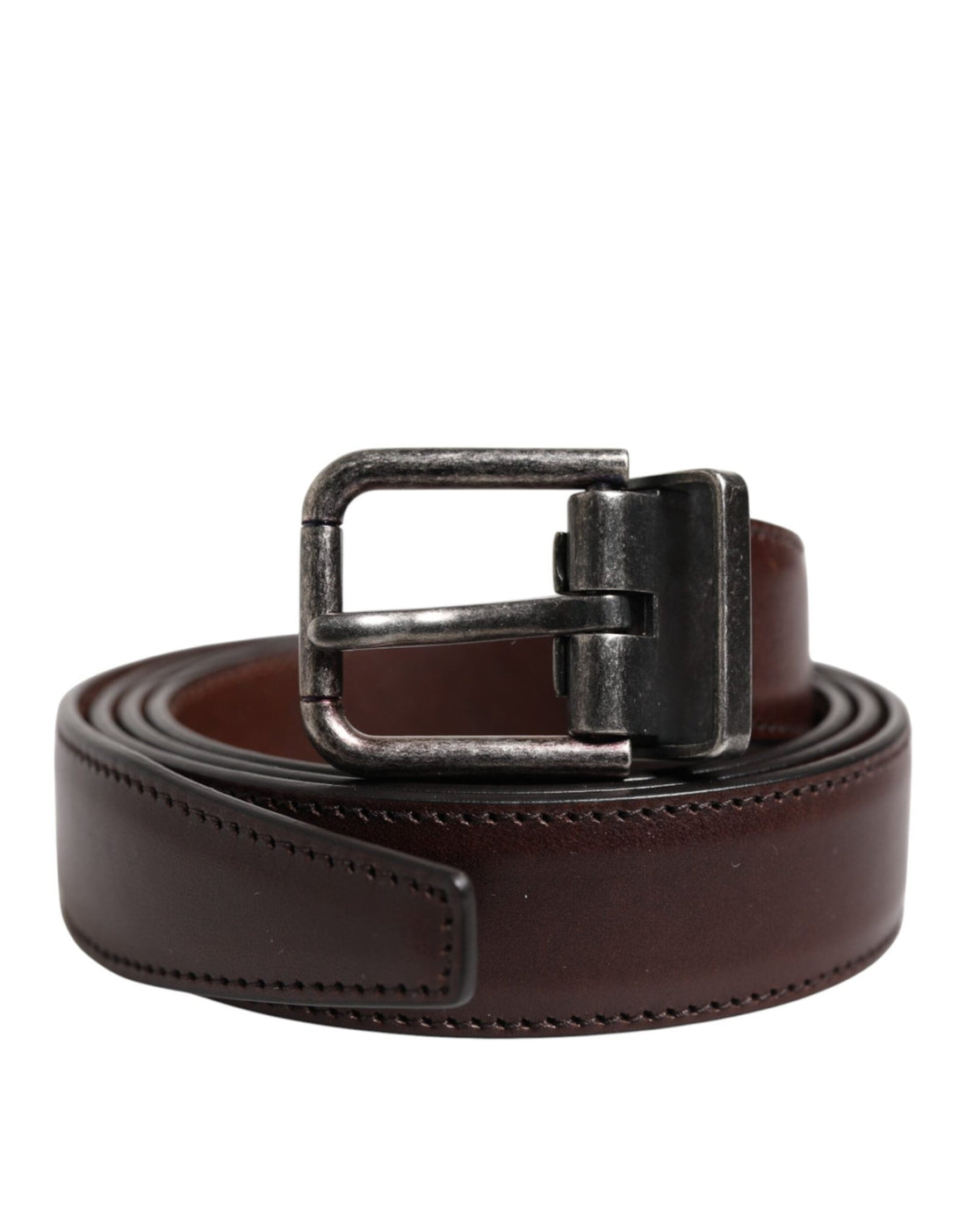 Dolce & Gabbana Brown Classic Silver Metal Logo Buckle Belt - RIMODA