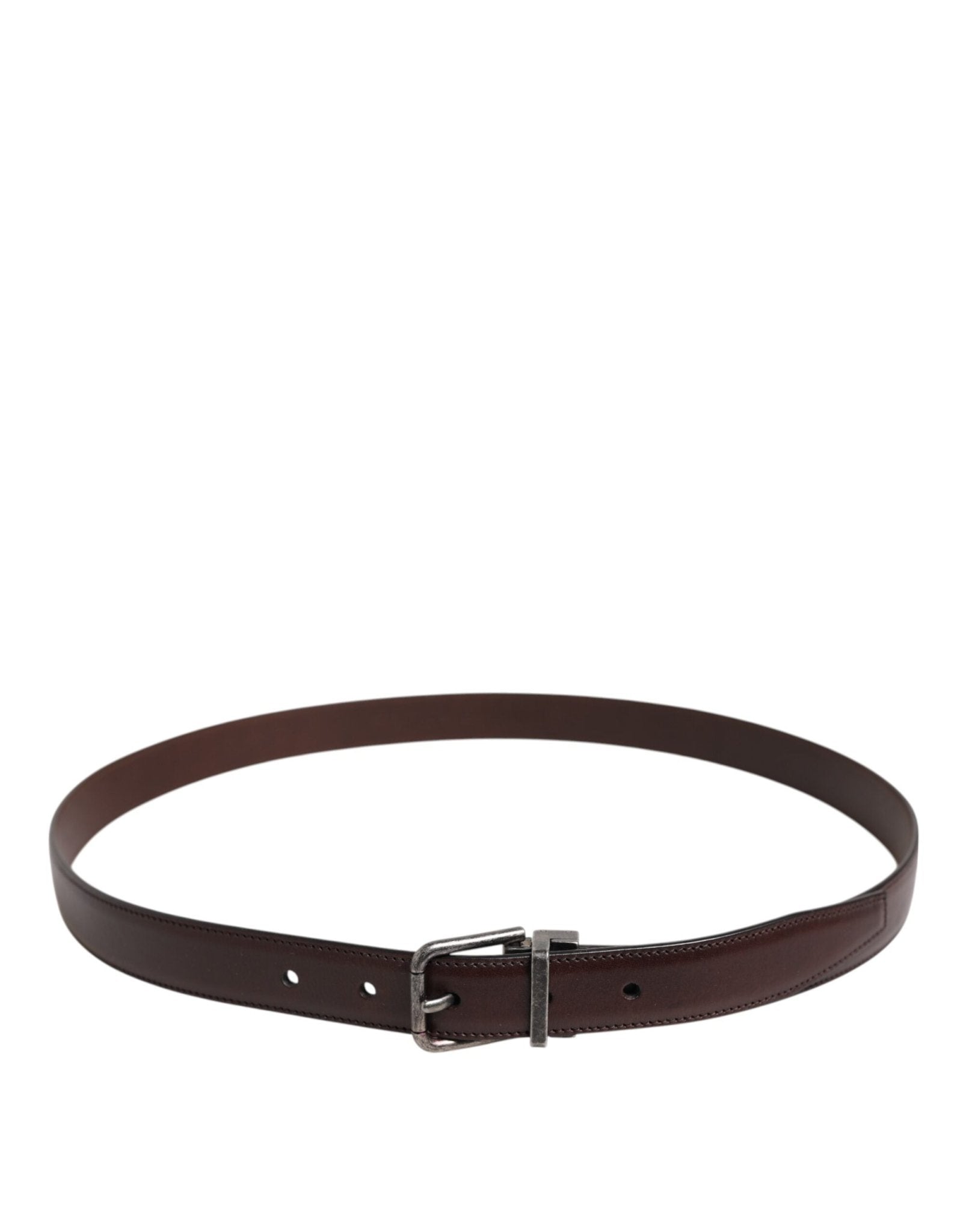 Dolce & Gabbana Brown Classic Silver Metal Logo Buckle Belt - RIMODA
