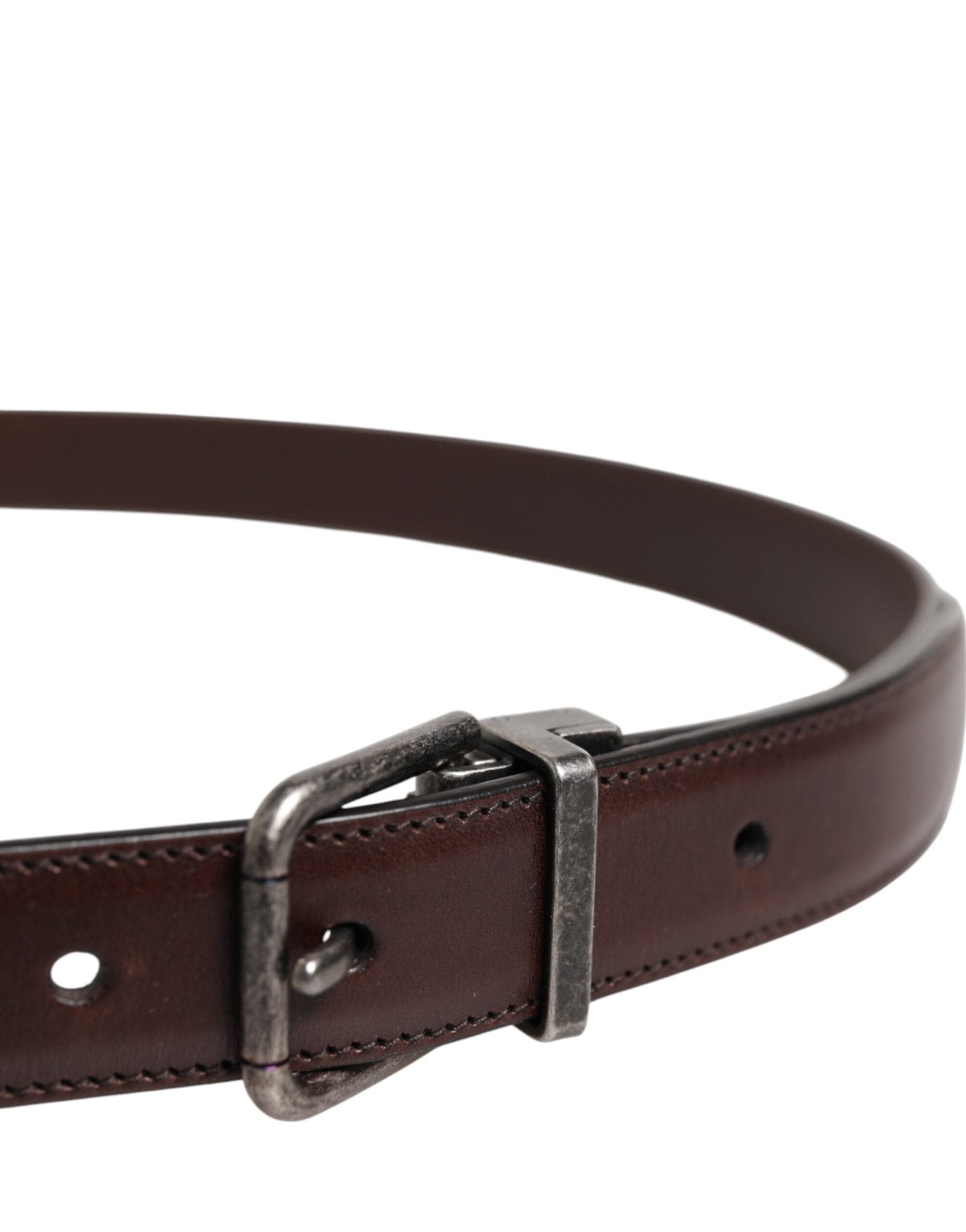 Dolce & Gabbana Brown Classic Silver Metal Logo Buckle Belt - RIMODA