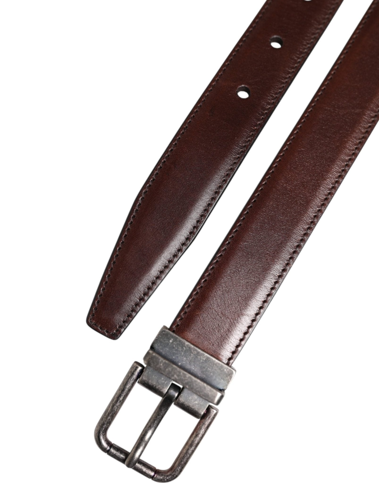 Dolce & Gabbana Brown Classic Silver Metal Logo Buckle Belt - RIMODA