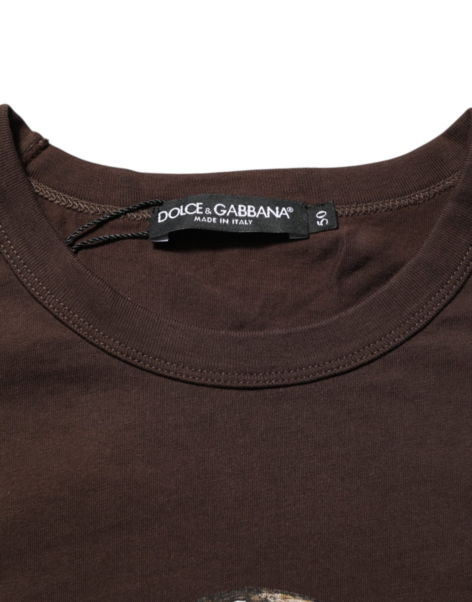 Dolce & Gabbana Brown Coin Laurel Print Men Crew Neck T-shirt - RIMODA