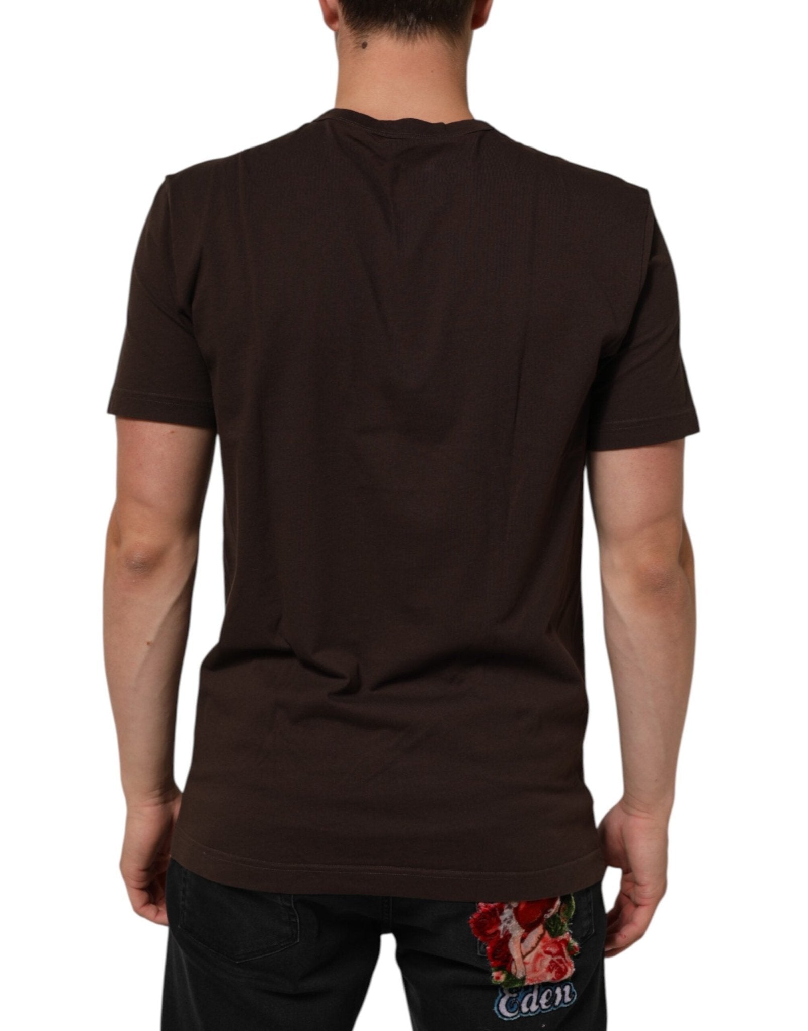 Dolce & Gabbana Brown Coin Laurel Print Men Crew Neck T-shirt - RIMODA