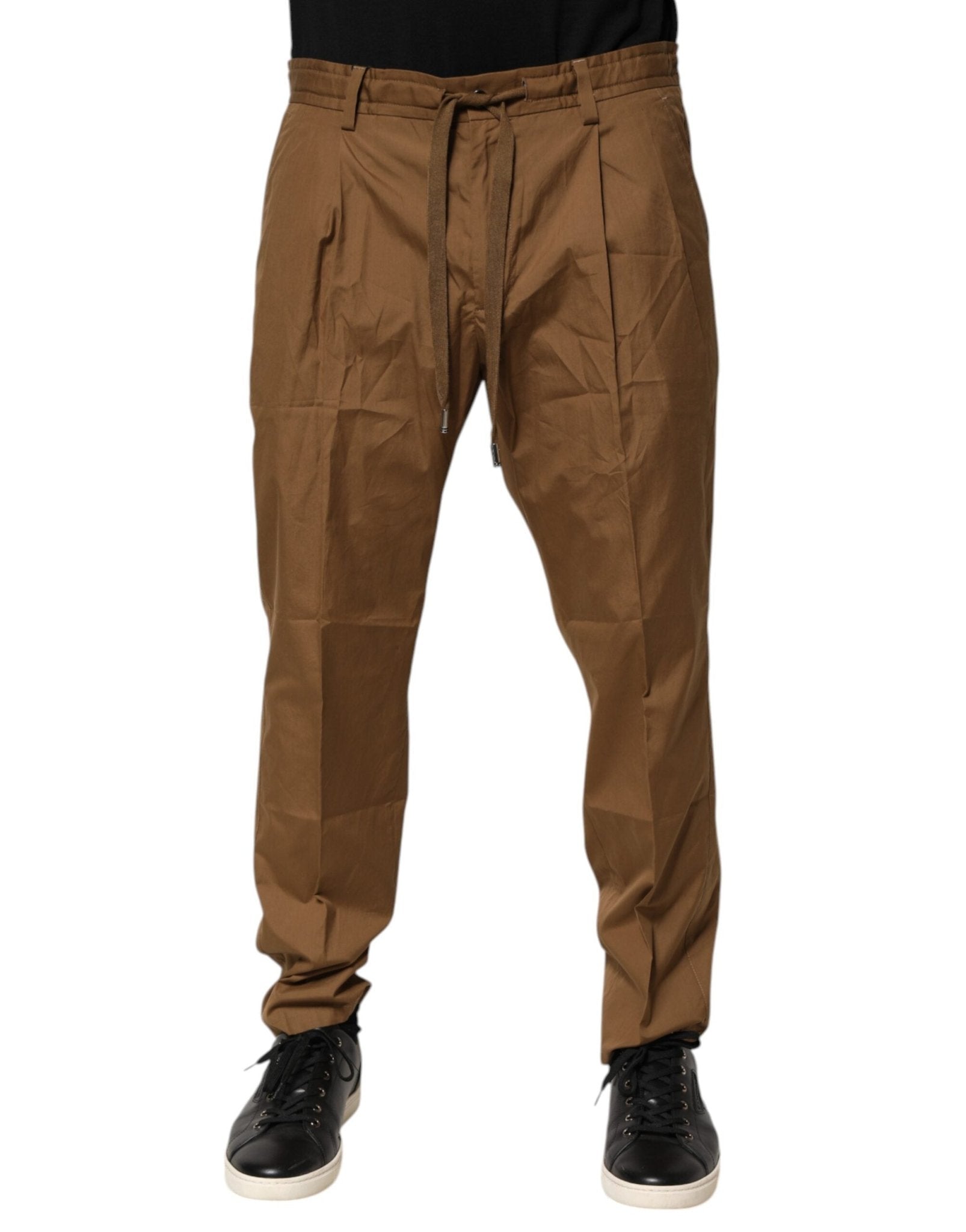 Dolce & Gabbana Brown Cotton Chino Mid Waist Men Jogger Pants - RIMODA