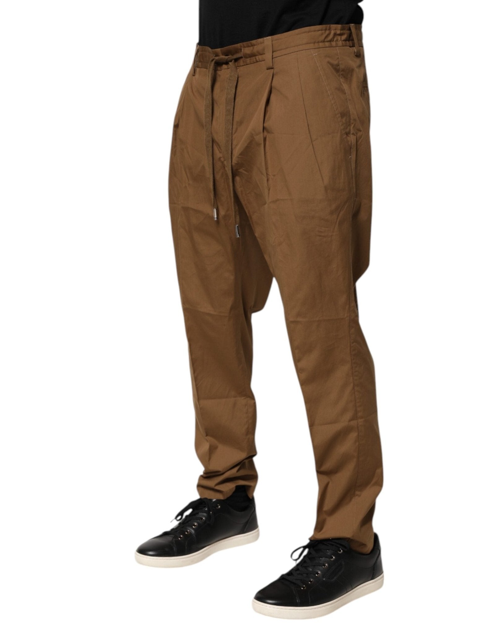 Dolce & Gabbana Brown Cotton Chino Mid Waist Men Jogger Pants - RIMODA