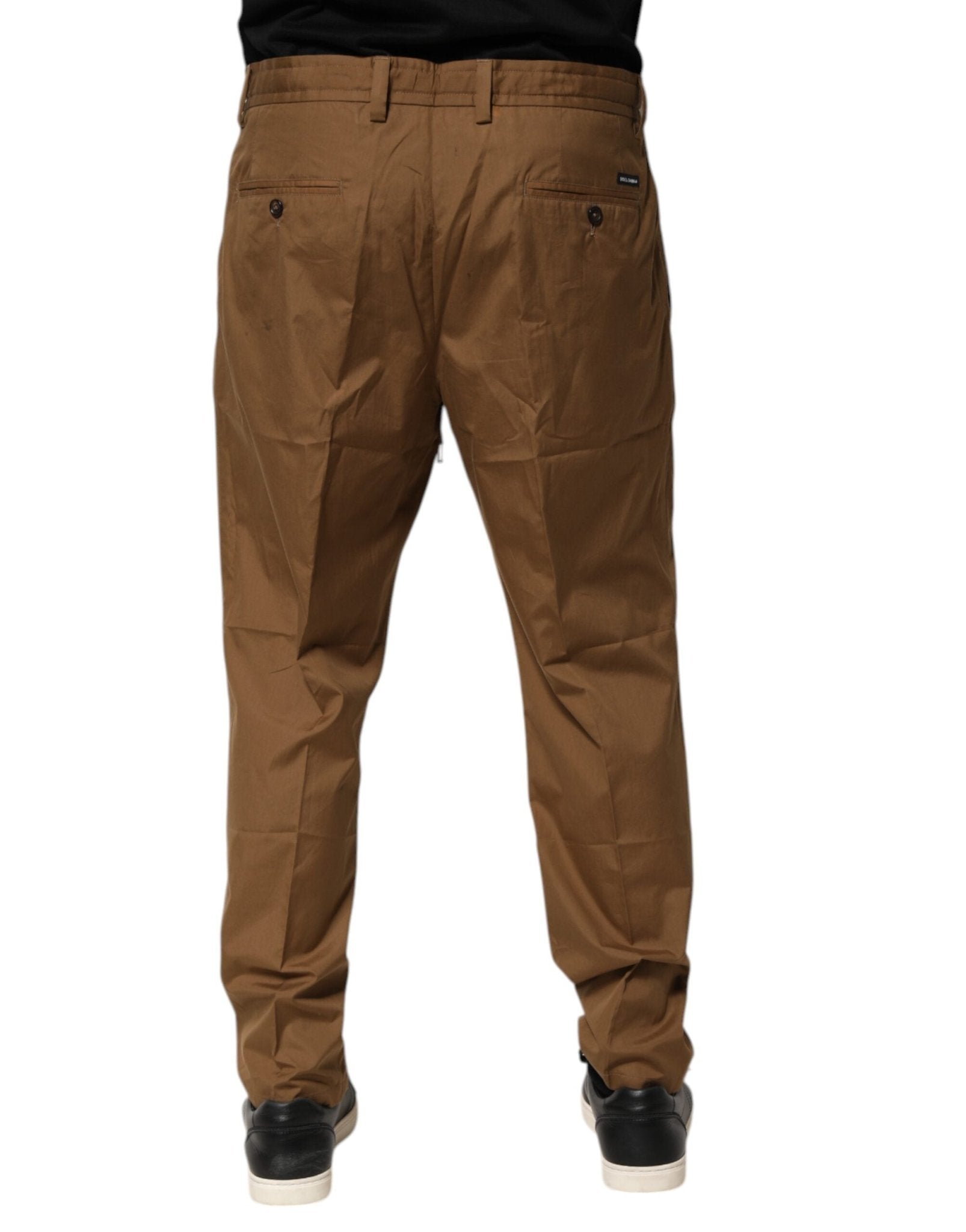 Dolce & Gabbana Brown Cotton Chino Mid Waist Men Jogger Pants - RIMODA
