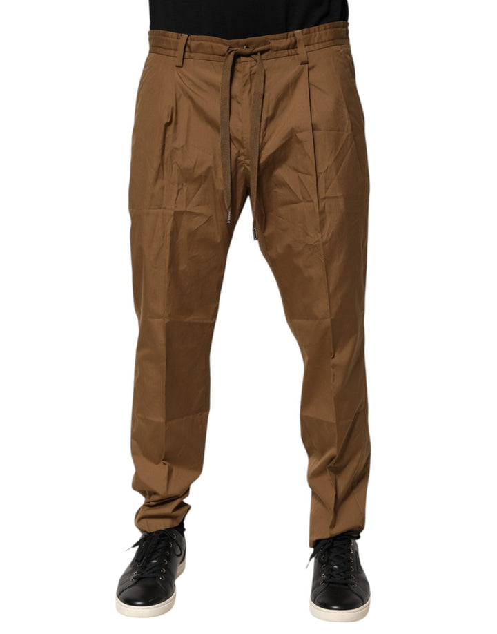 Dolce & Gabbana Brown Cotton Chino Mid Waist Men Jogger Pants - RIMODA