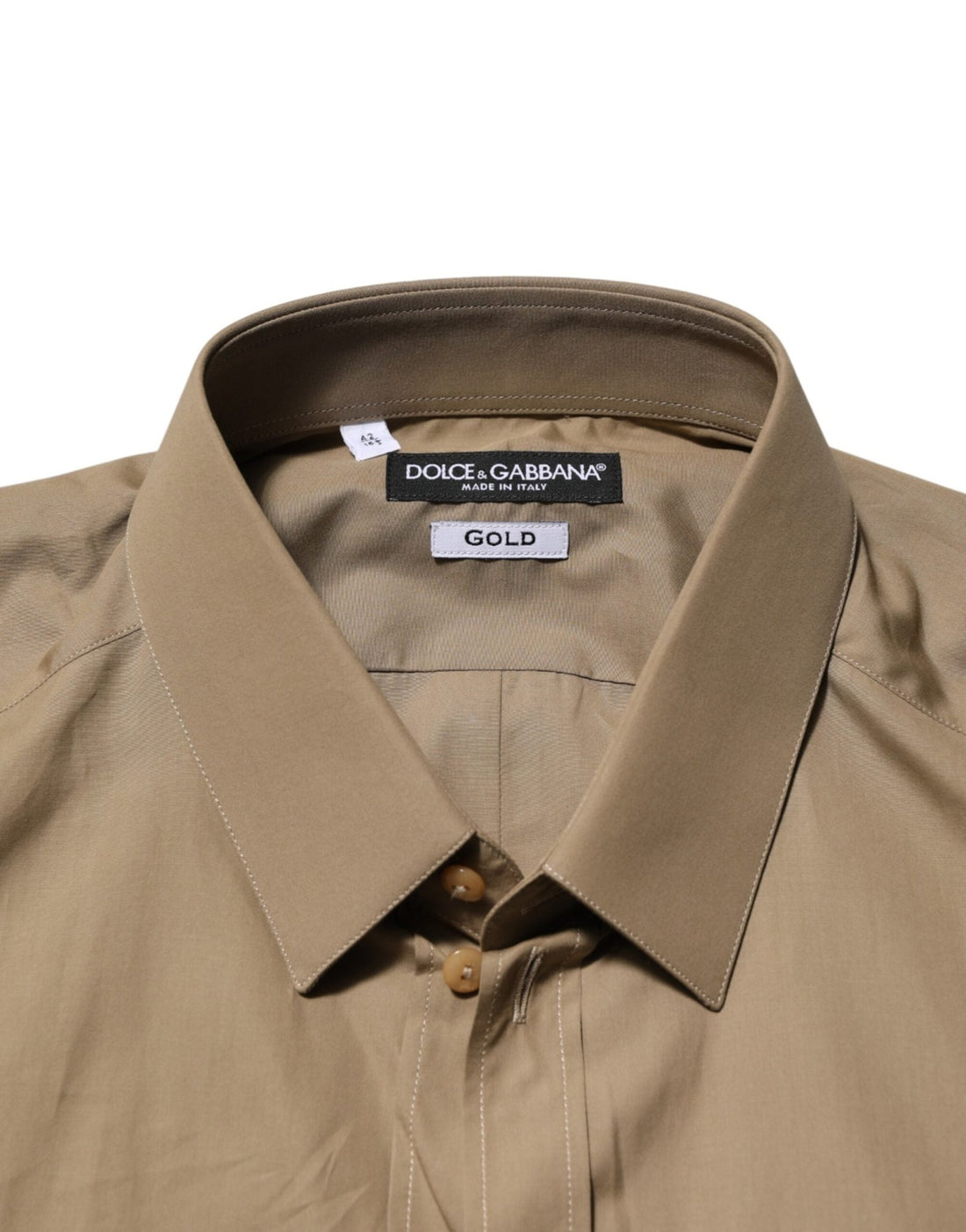 Dolce & Gabbana Brown Cotton Collared Men GOLD Dress Shirt - RIMODA