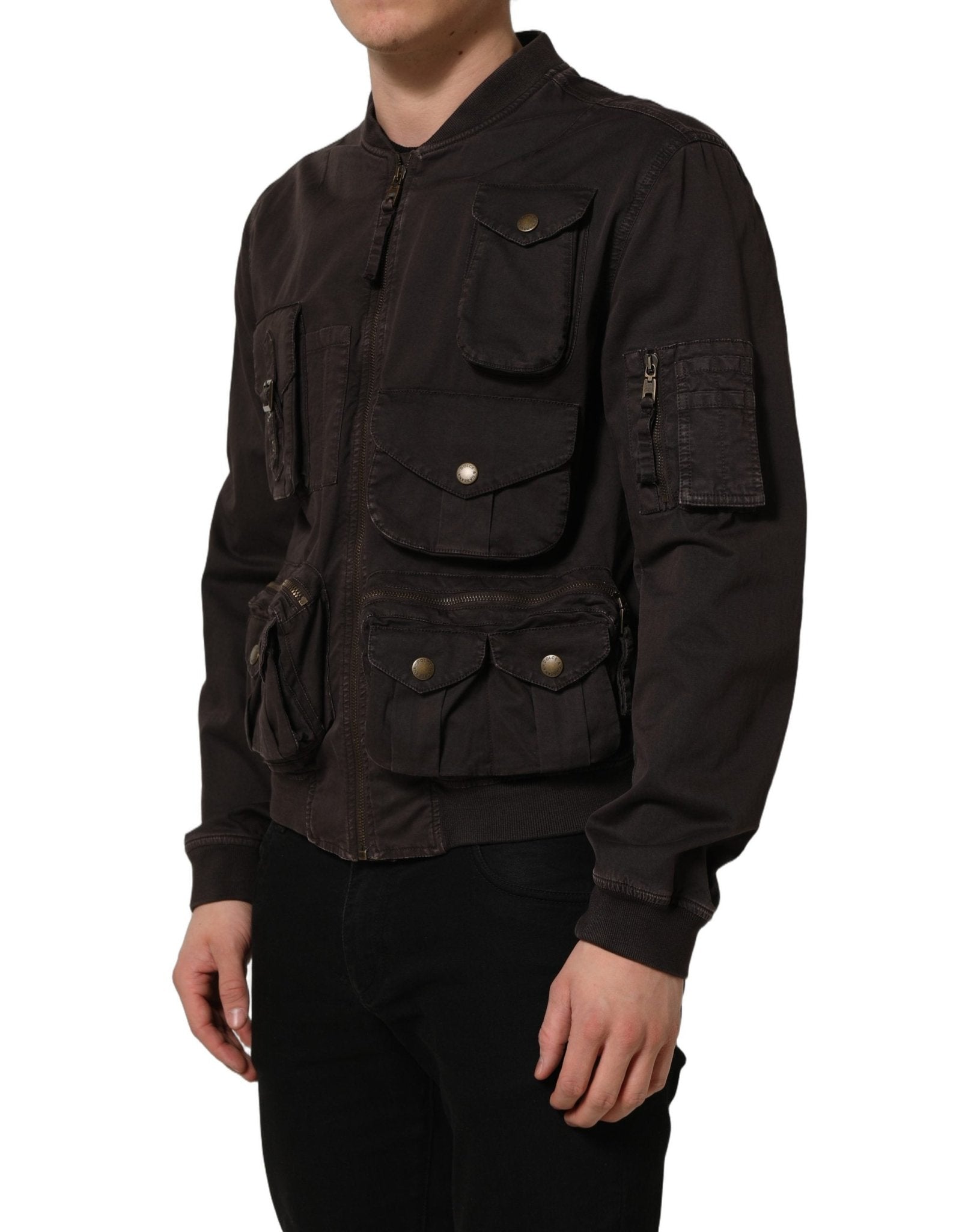 Dolce & Gabbana Brown Cotton Full Zip Men Bomber Jacket - RIMODA