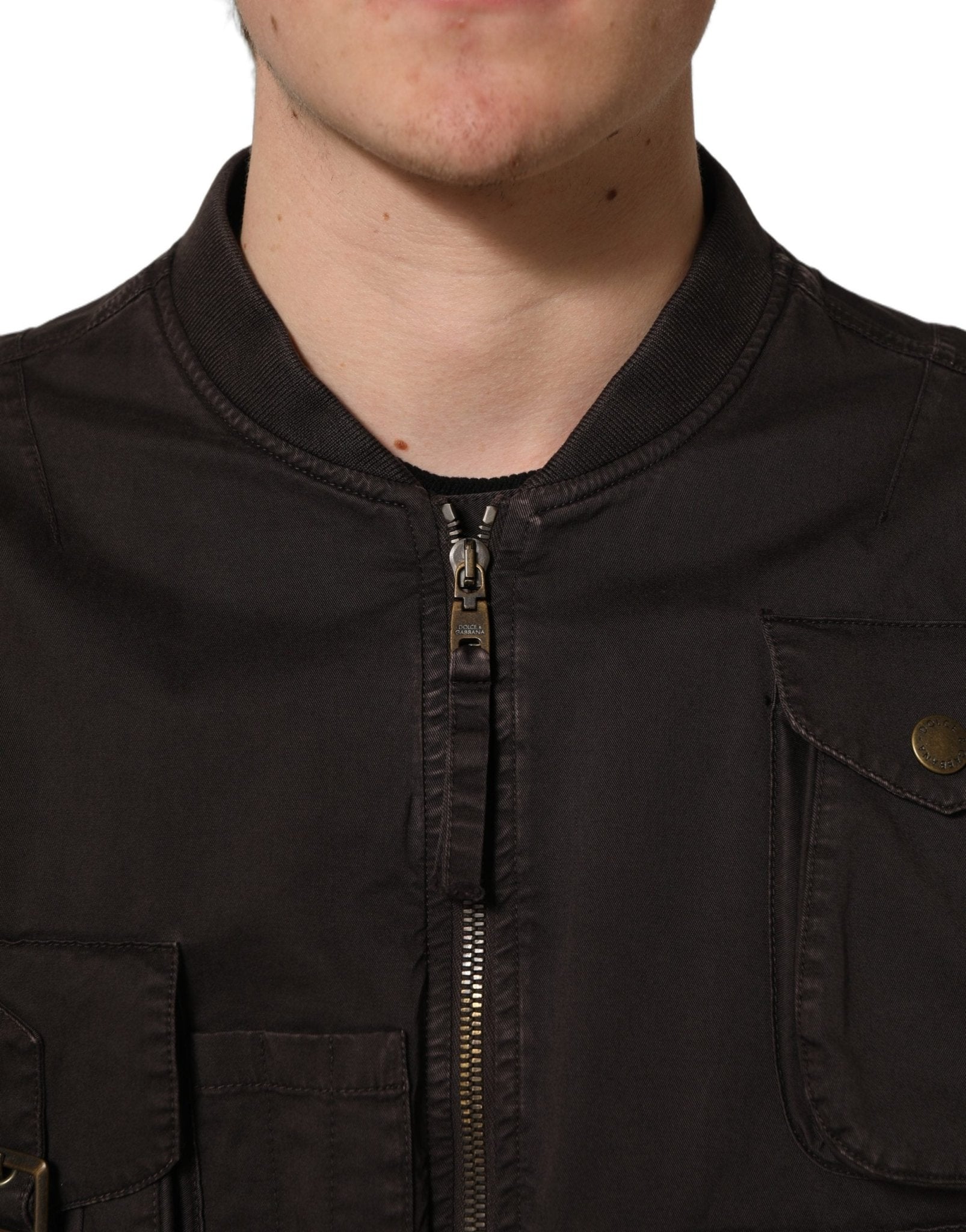 Dolce & Gabbana Brown Cotton Full Zip Men Bomber Jacket - RIMODA