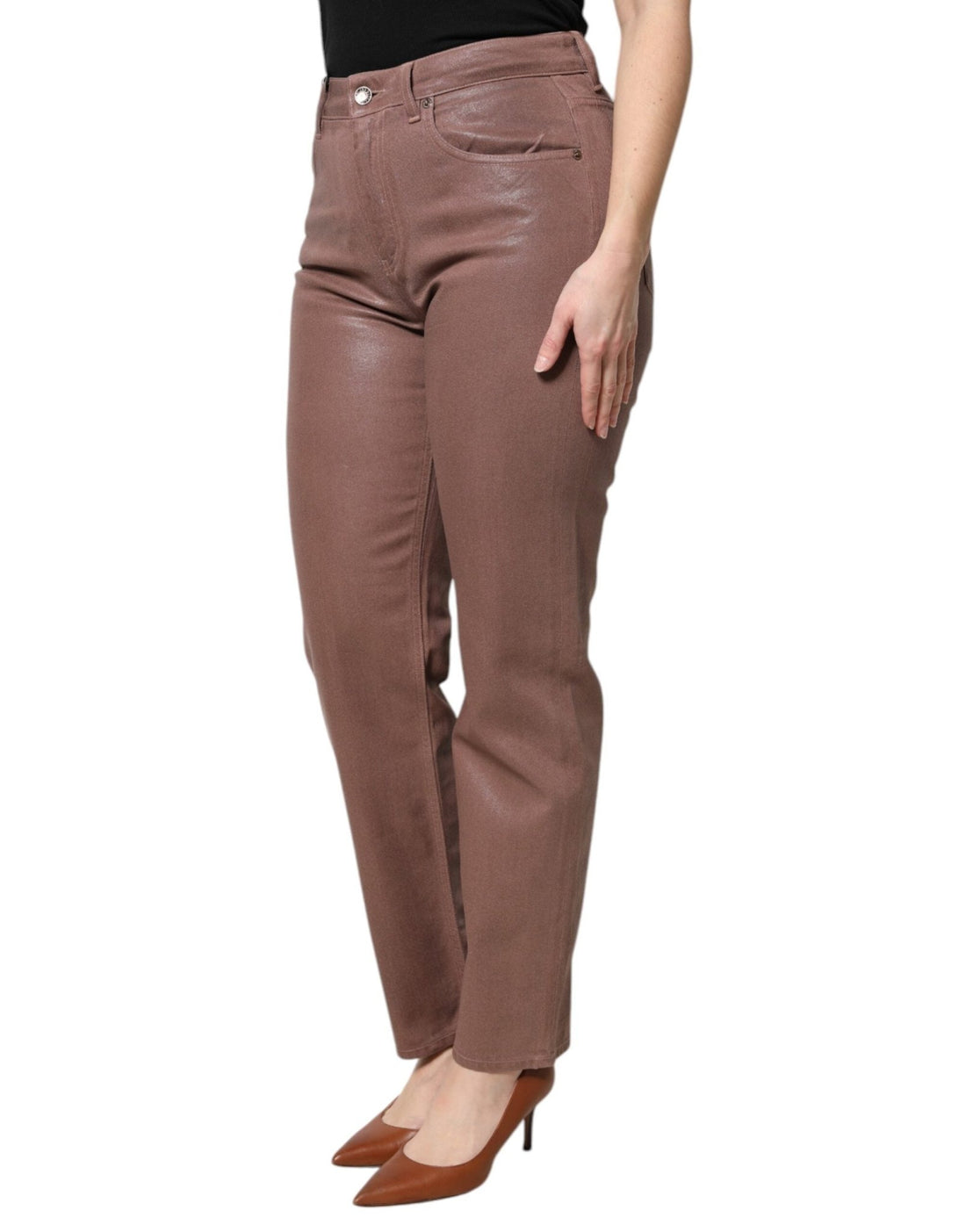 Dolce & Gabbana Brown Cotton High Waist Tapered Denim Jeans - RIMODA