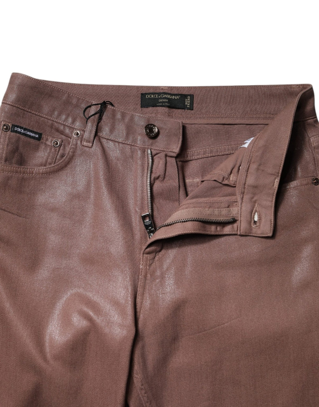 Dolce & Gabbana Brown Cotton High Waist Tapered Denim Jeans - RIMODA