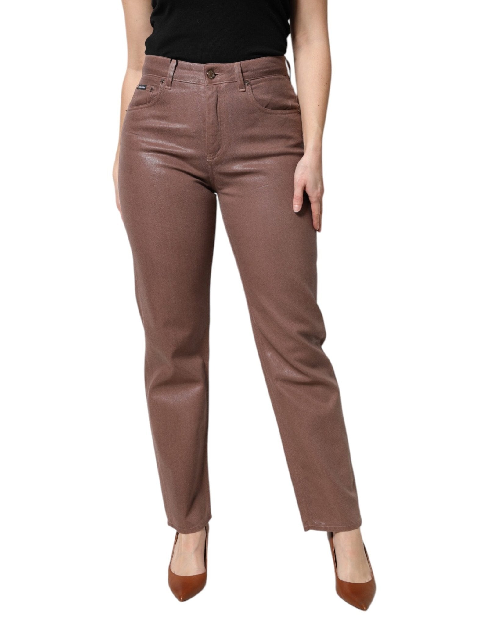 Dolce & Gabbana Brown Cotton High Waist Tapered Denim Jeans - RIMODA