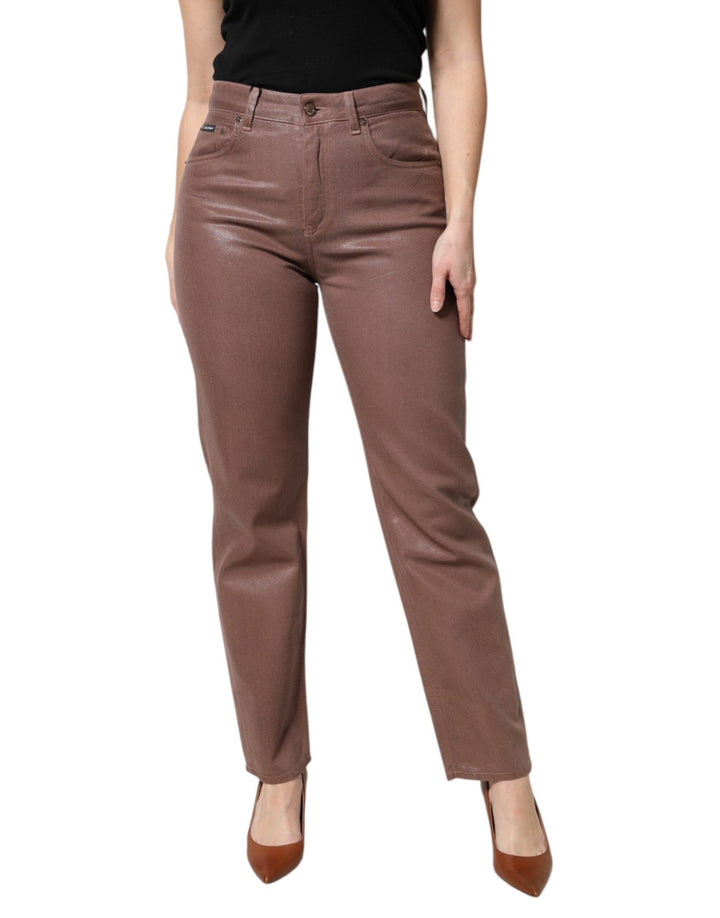 Dolce & Gabbana Brown Cotton High Waist Tapered Denim Jeans - RIMODA