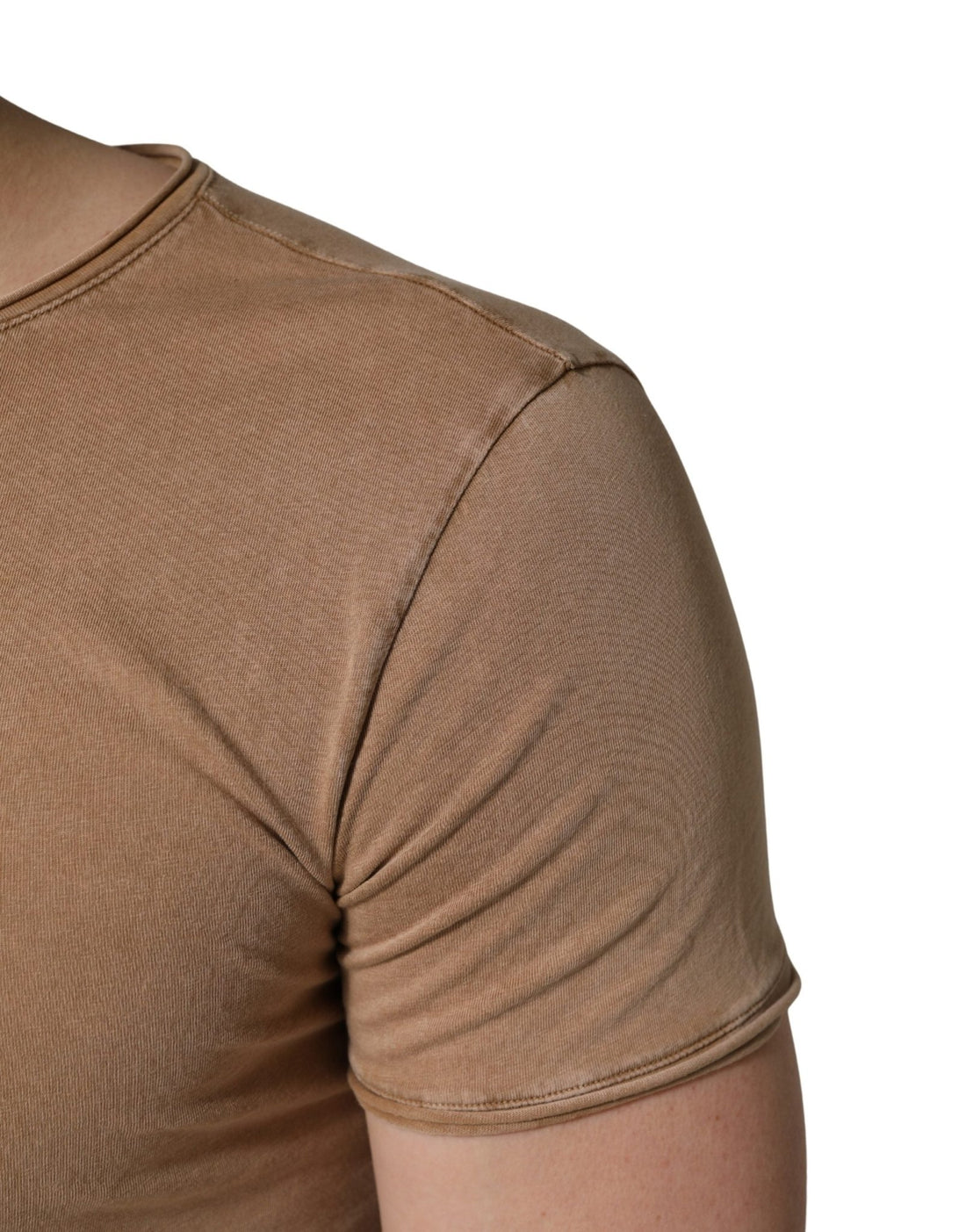 Dolce & Gabbana Brown Cotton Logo Patch Round Neck T-shirt - RIMODA