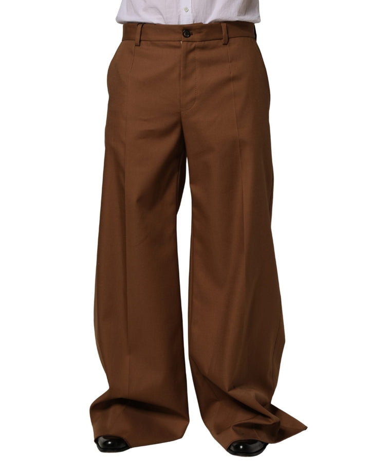 Dolce & Gabbana Brown Cotton Straight Men Dress Trouser Pants - RIMODA