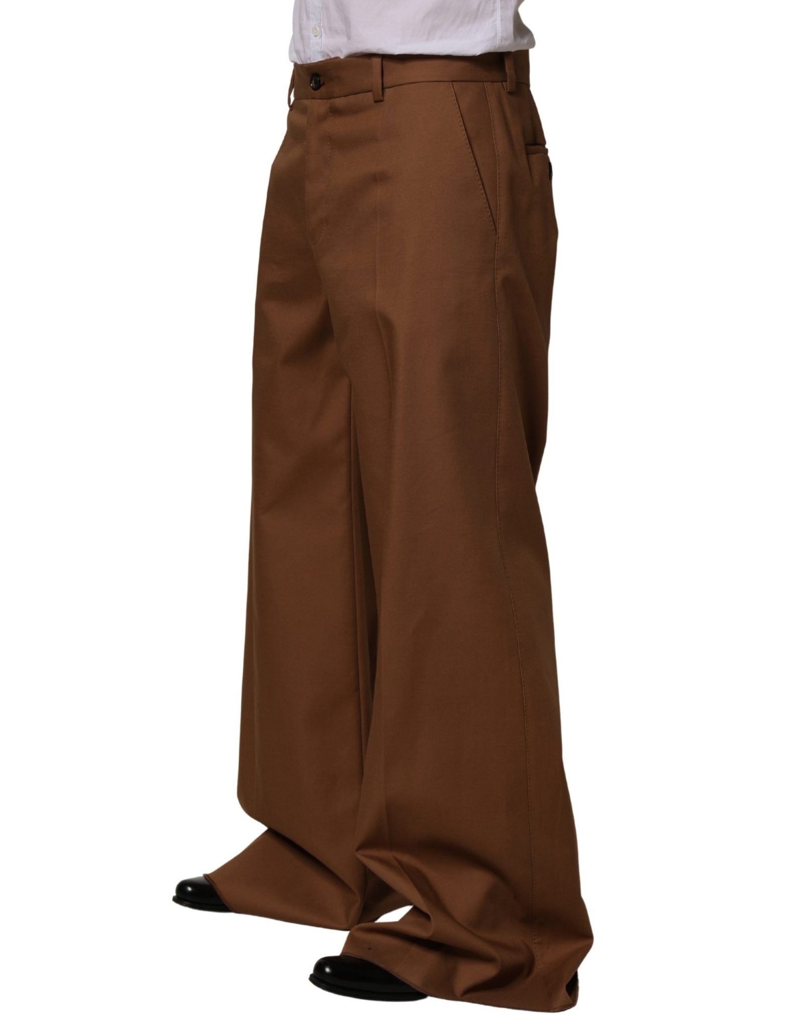 Dolce & Gabbana Brown Cotton Straight Men Dress Trouser Pants - RIMODA